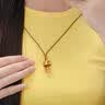 中国黄金（CHINA GOLD）黄金躲猫猫铃兰花喵吊坠女款足金首饰品情人节生日礼物送女友老婆 躲猫猫招财金喵项链【咖绳】约0.65g 实拍图
