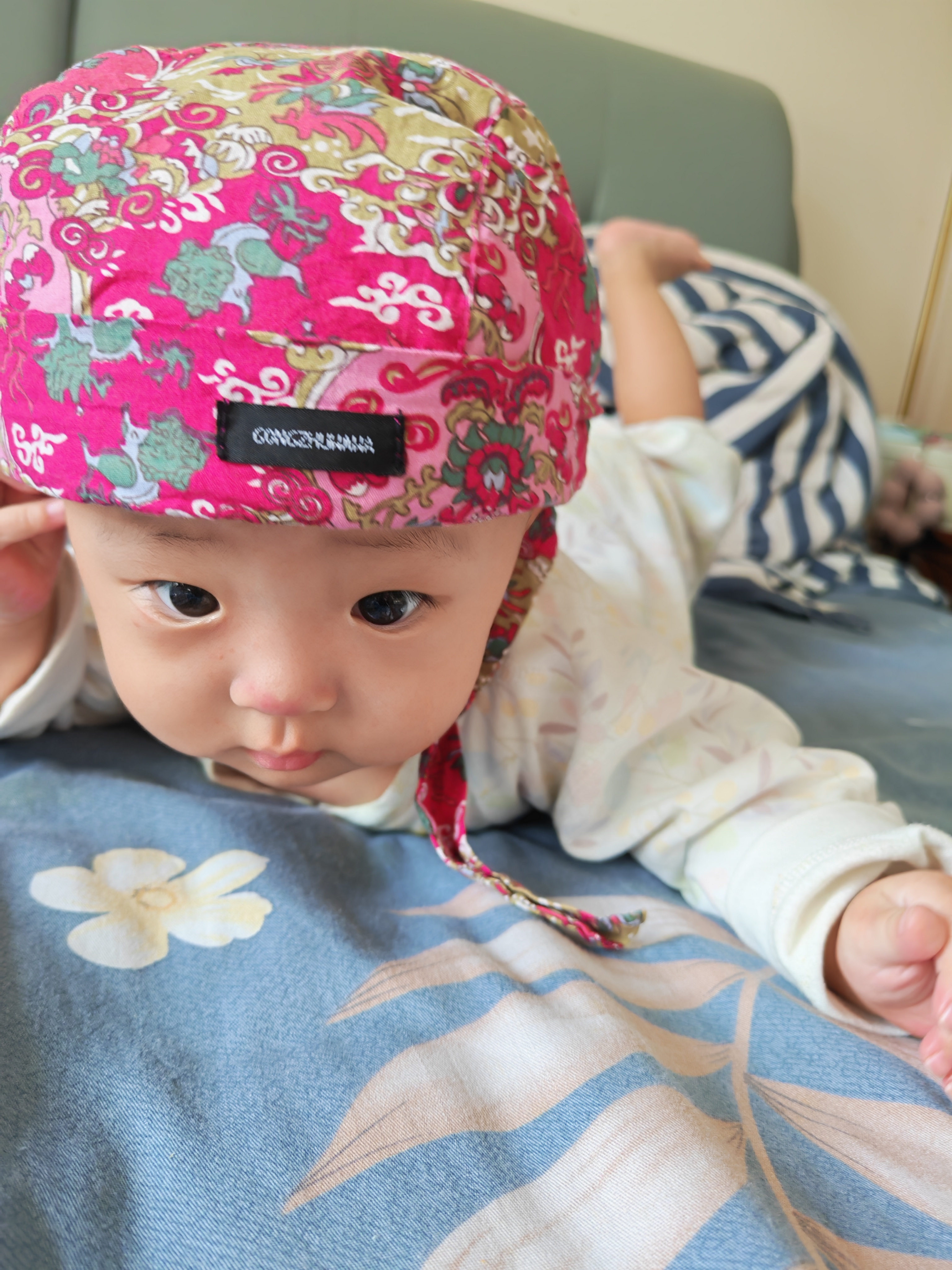 贝娜茜婴儿帽子春秋薄款可爱女宝宝秋冬婴幼儿男童头巾夏季胎帽海盗帽男 红龙套装 6-12个月 实拍图