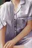 红豆居家睡衣女长袖纯棉春秋季透气翻领开衫女士睡衣家居服丁香紫 165/88A 实拍图