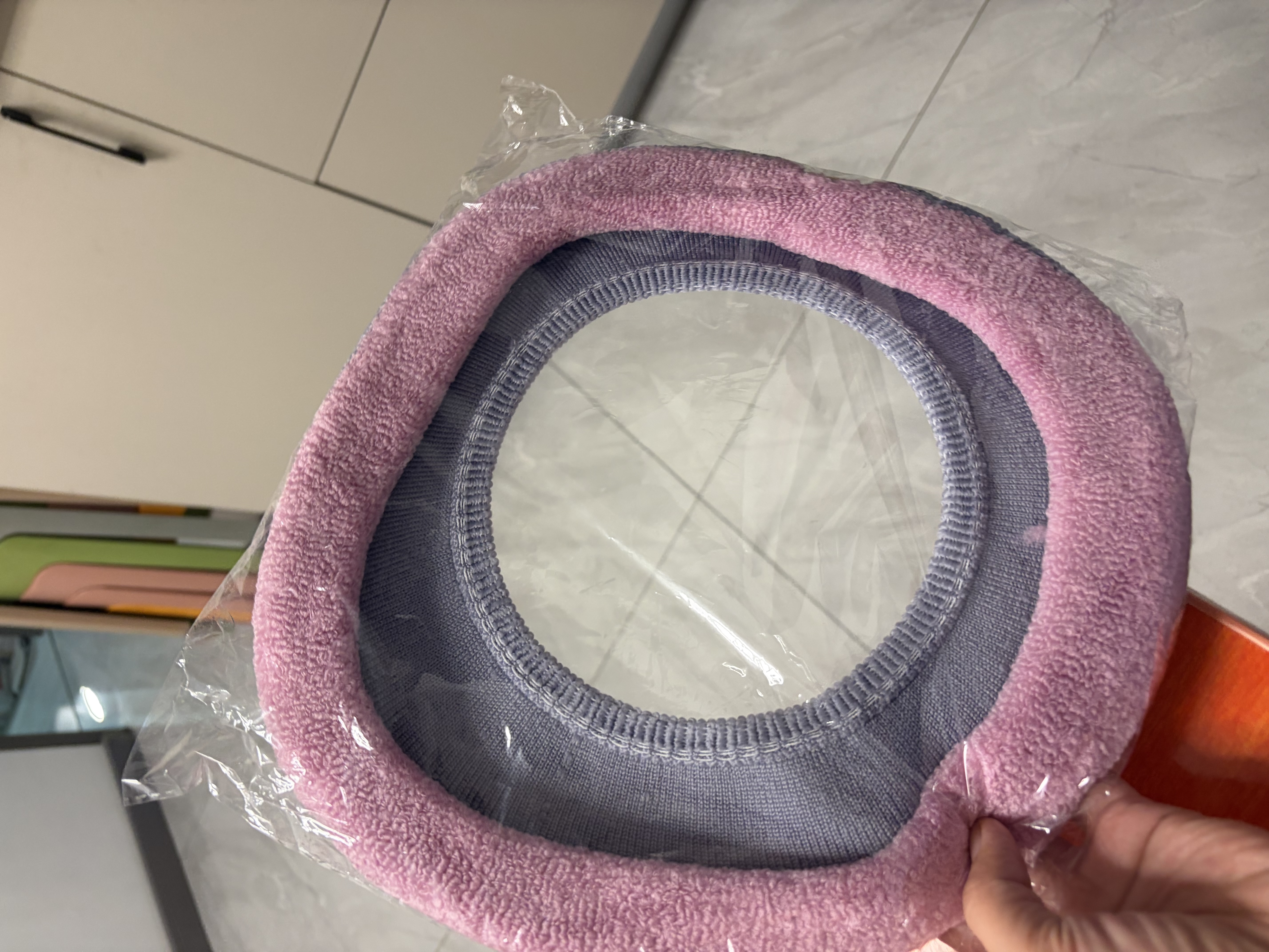 收米马桶坐垫家用坐便套冬季加厚针织四季通用大号坐便器垫子马桶垫圈 牛头加厚提手【灰粉】1个装 实拍图