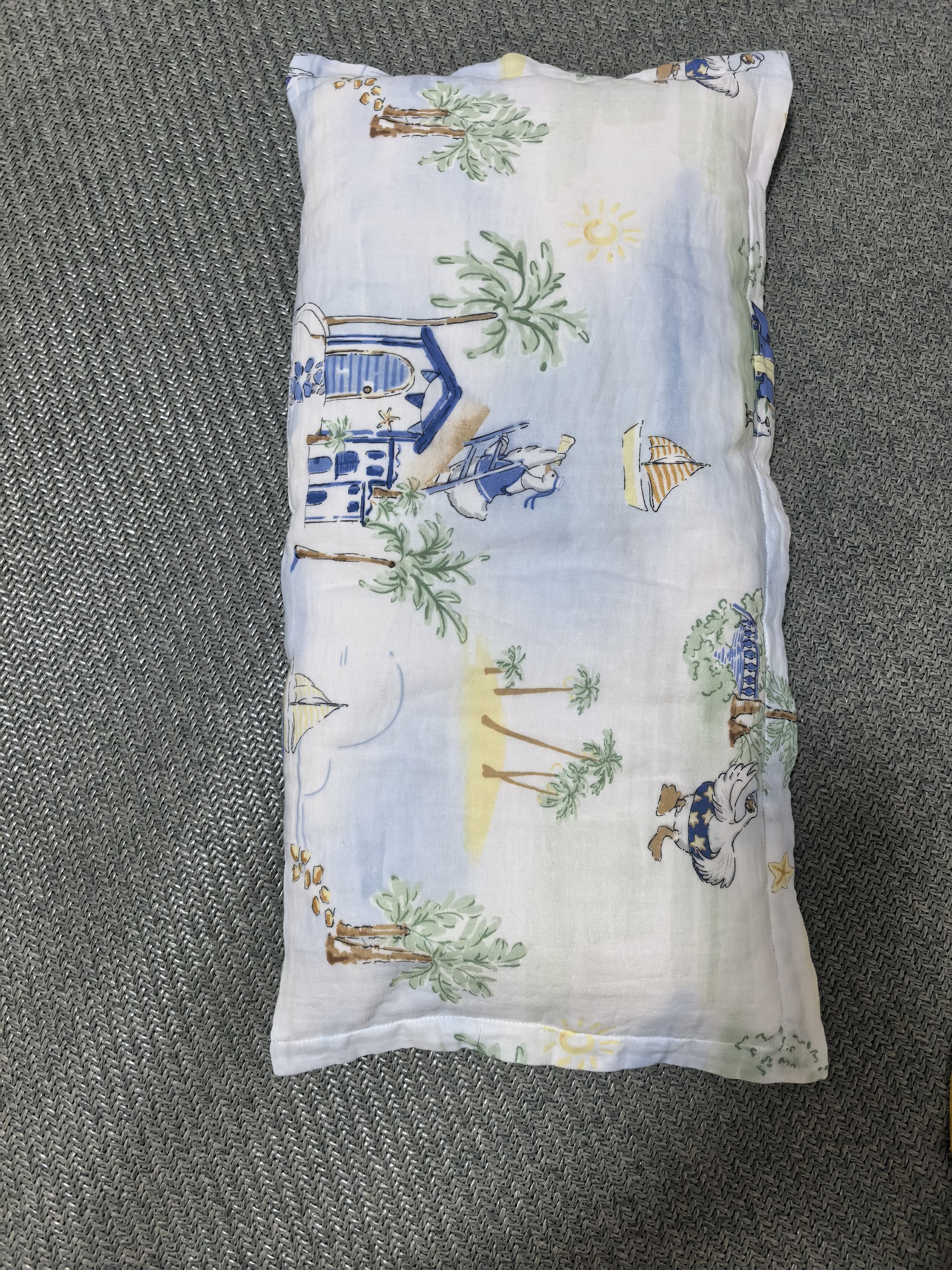 全棉时代婴儿纱布方枕宝宝儿童枕芯枕套幼儿园枕头3件套装海滨假日+微光蓝 实拍图