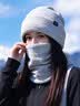 萨刻针织帽秋冬女款两件套柔软亲肤围脖刺绣标登山滑雪防寒保暖套头帽 黑色(帽子+围脖) 晒单实拍图