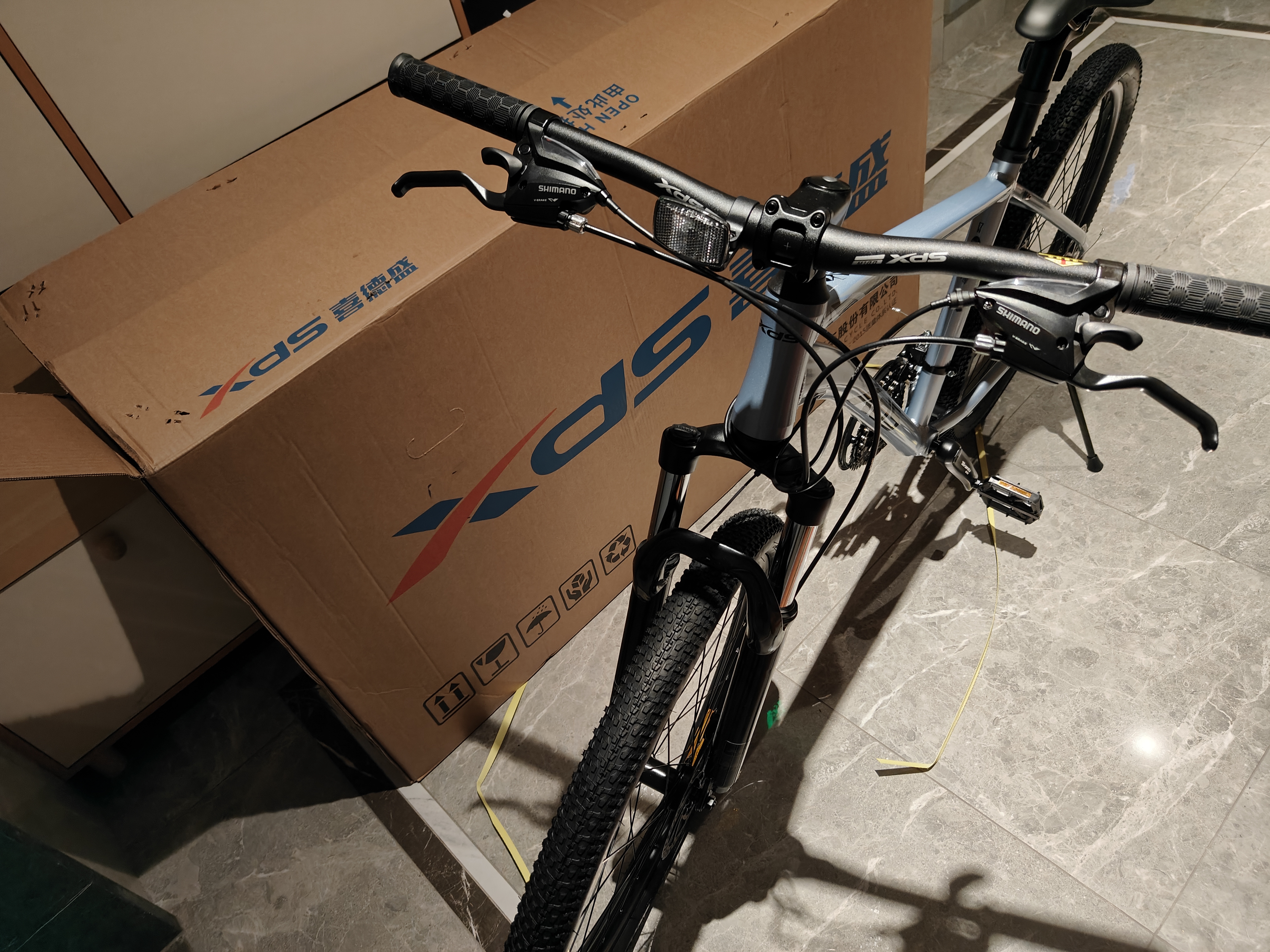 喜德盛（xds）山地自行车黑客380避震前叉21速禧玛诺变速X6铝合金车架通勤代步 浅灰蓝 17寸（建议身高165-180） 实拍图
