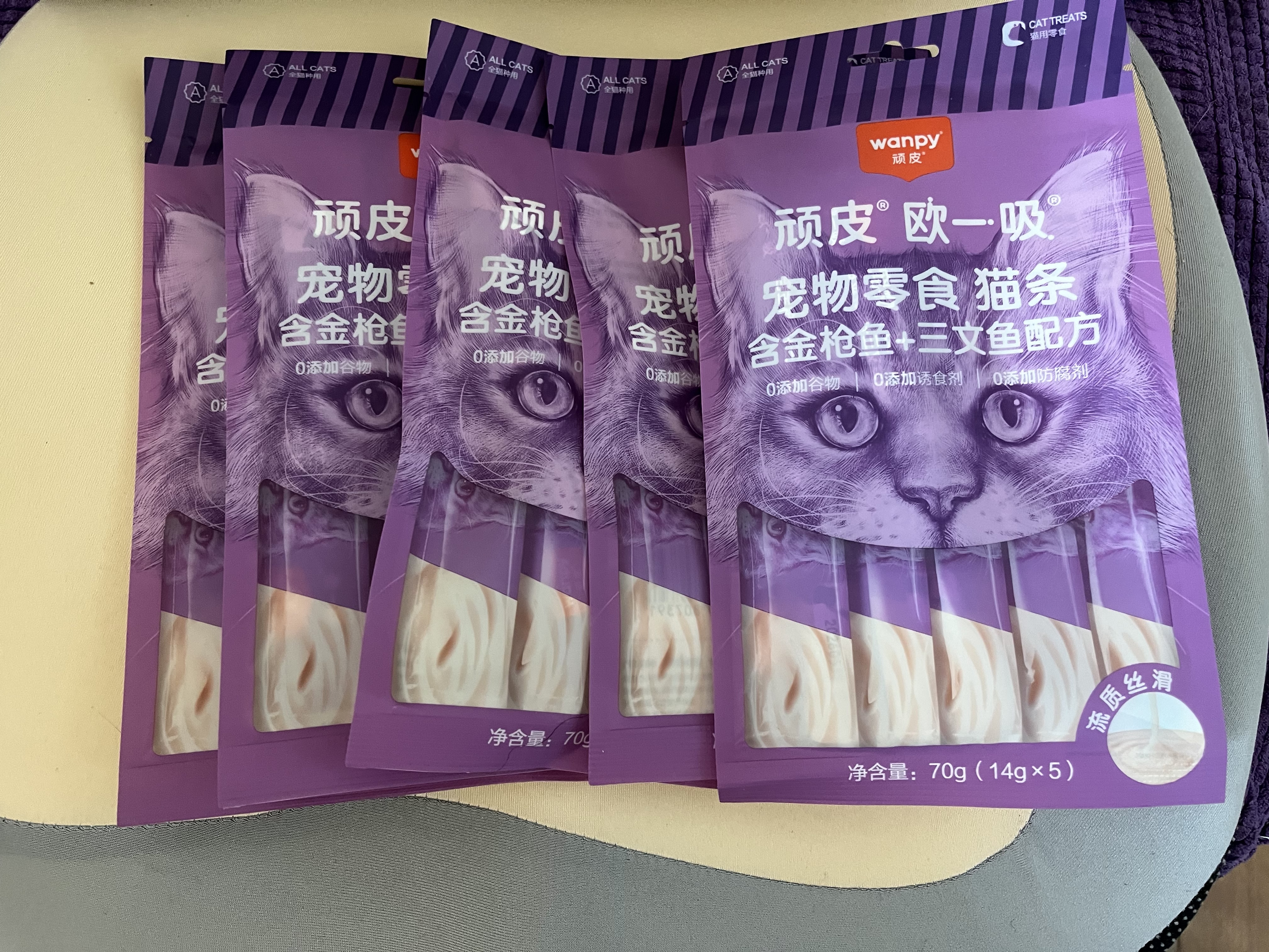 顽皮（Wanpy）猫条猫咪零食欧一吸猫条成猫幼猫湿粮包猫咪流质零食布丁 金枪鱼+三文鱼味5条/袋 实拍图