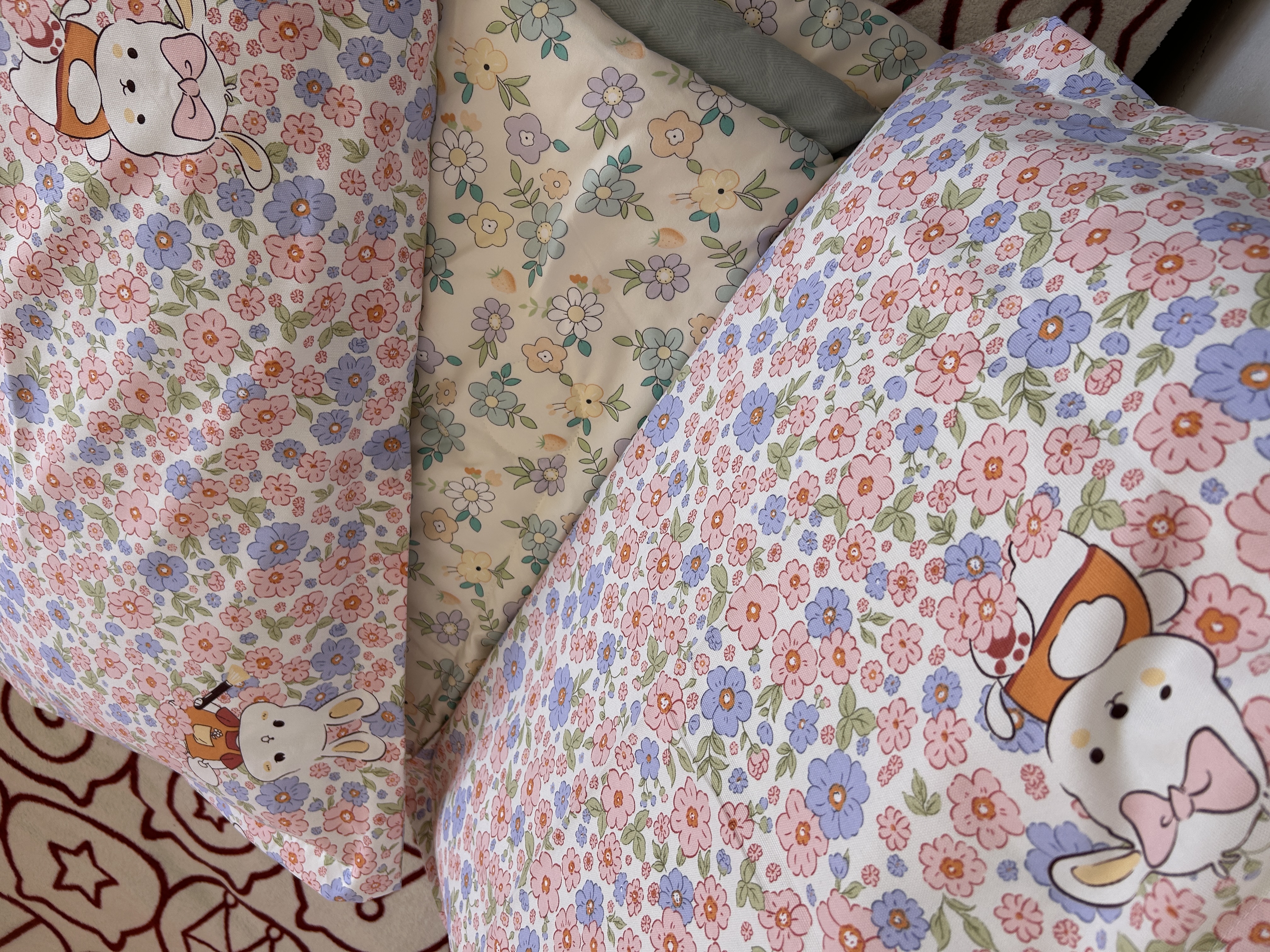 红豆老粗布枕套一对装夏季家用双人枕头套学生宿舍枕头套48x74cm繁花 实拍图