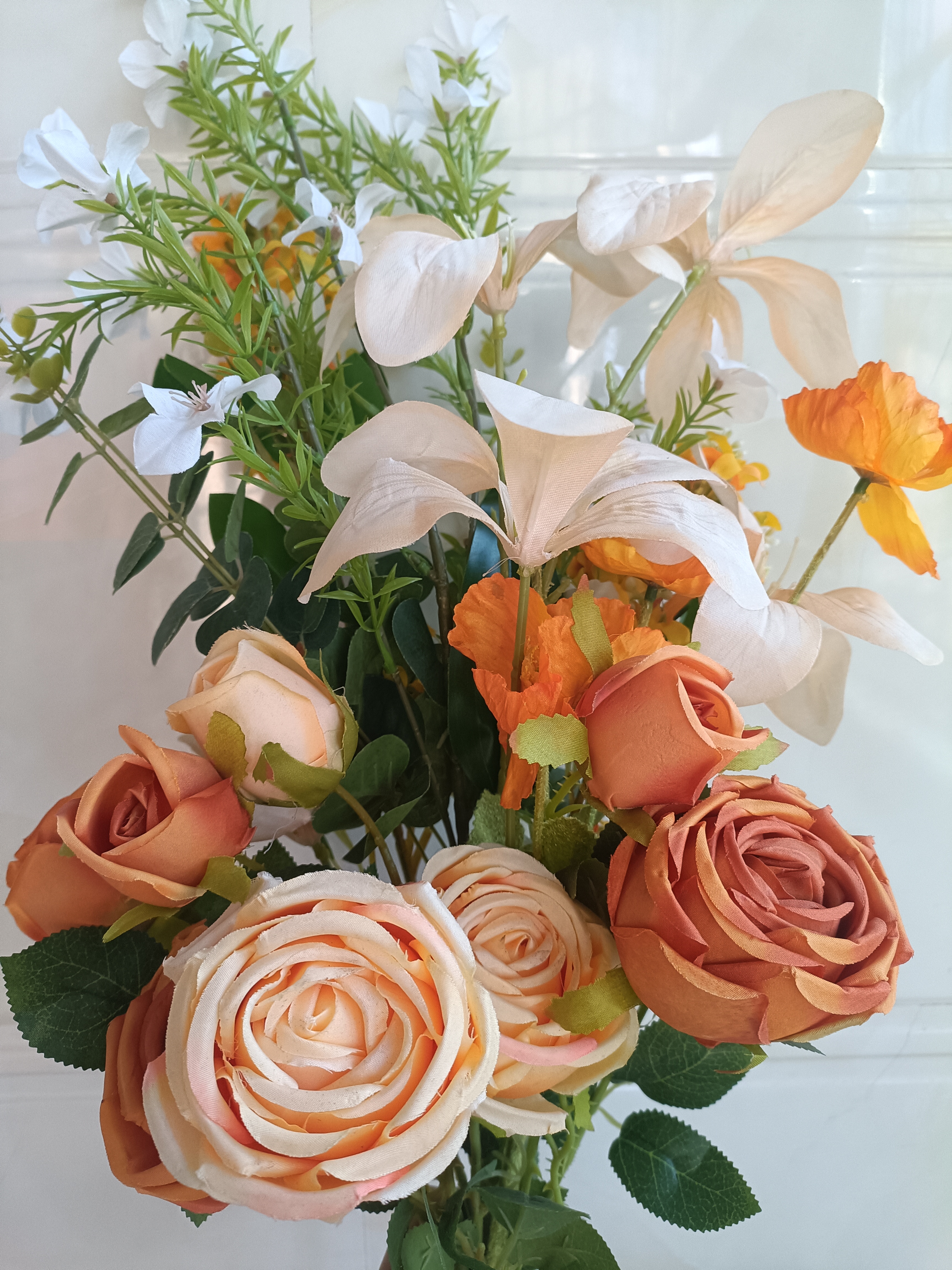 京东鲜花仿真绢花花束橘色玫瑰花假花拍照手捧花民宿酒店插花摆设装饰轻奢 实拍图