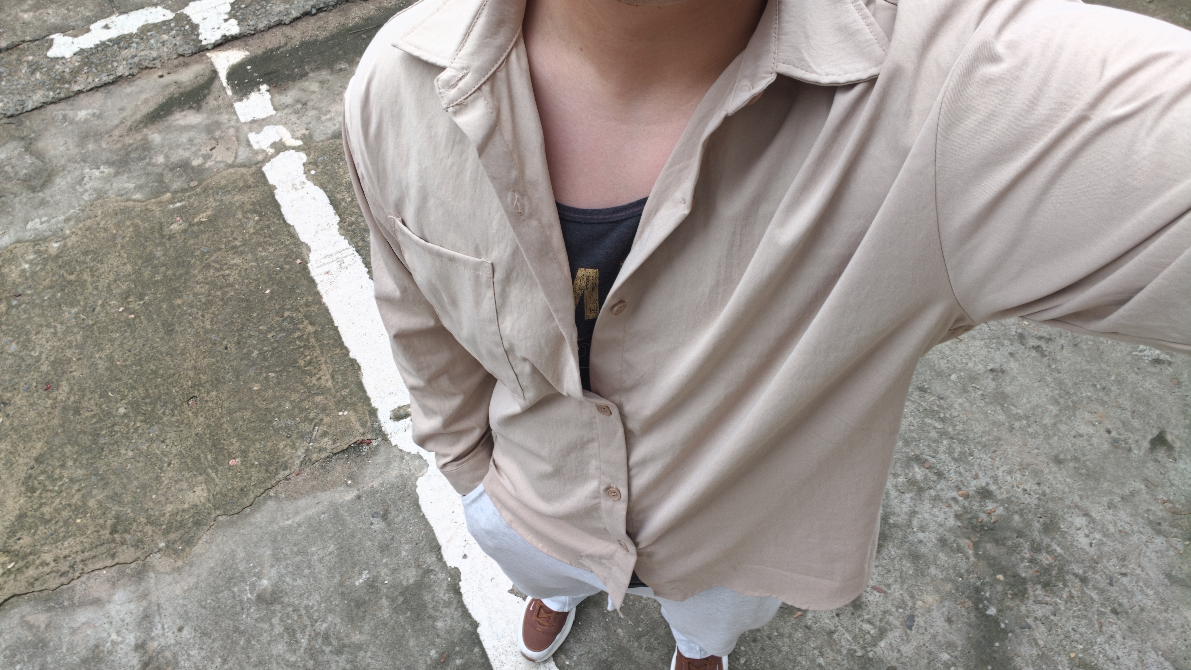 Foss Phil长袖衬衫男士秋冬季日系纯色休闲美式衬衣外套男G2510卡其2XL 实拍图