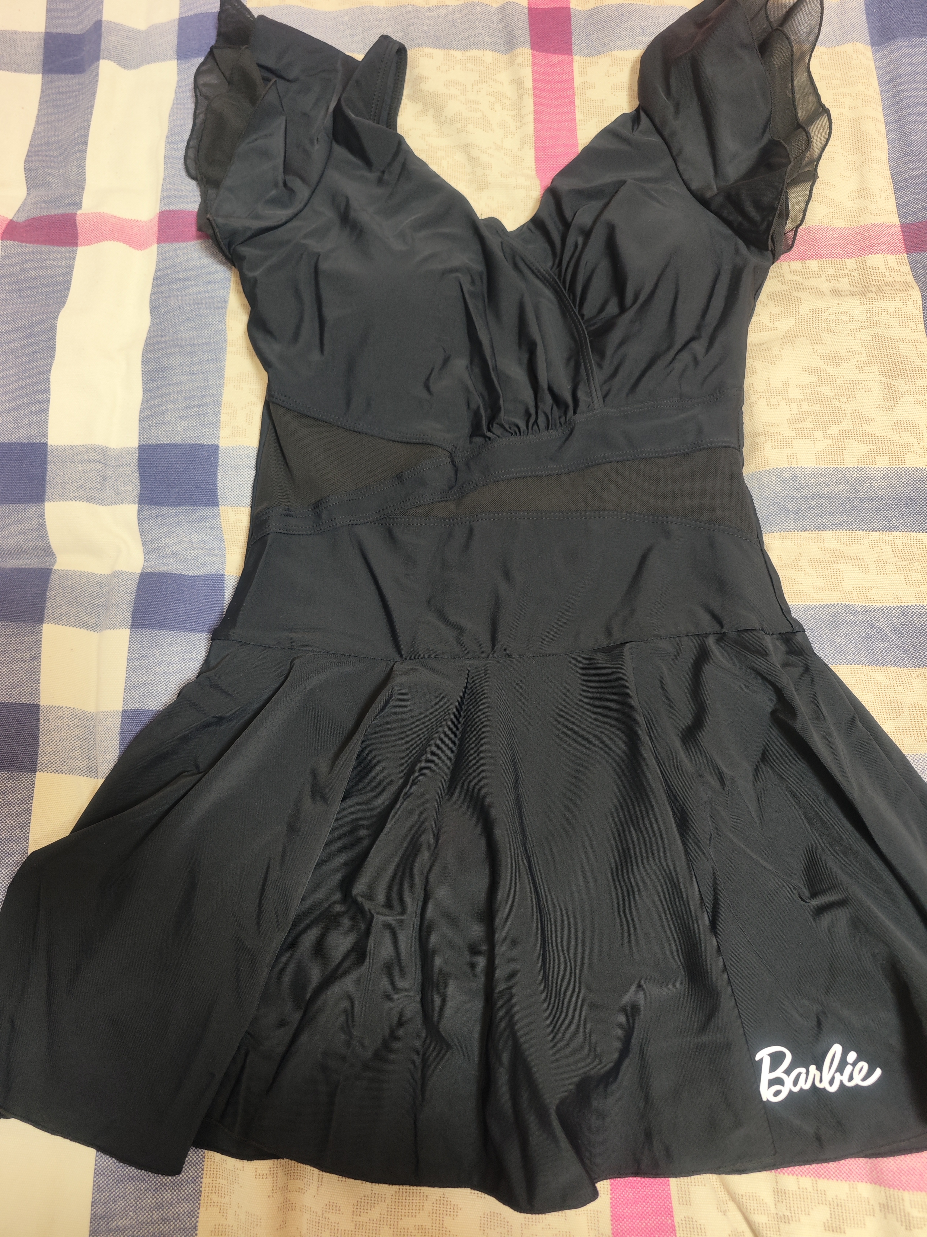 芭比防晒泳衣女保守仙女范连体平角遮肚显瘦学生游泳衣泡温泉泳装 实拍图