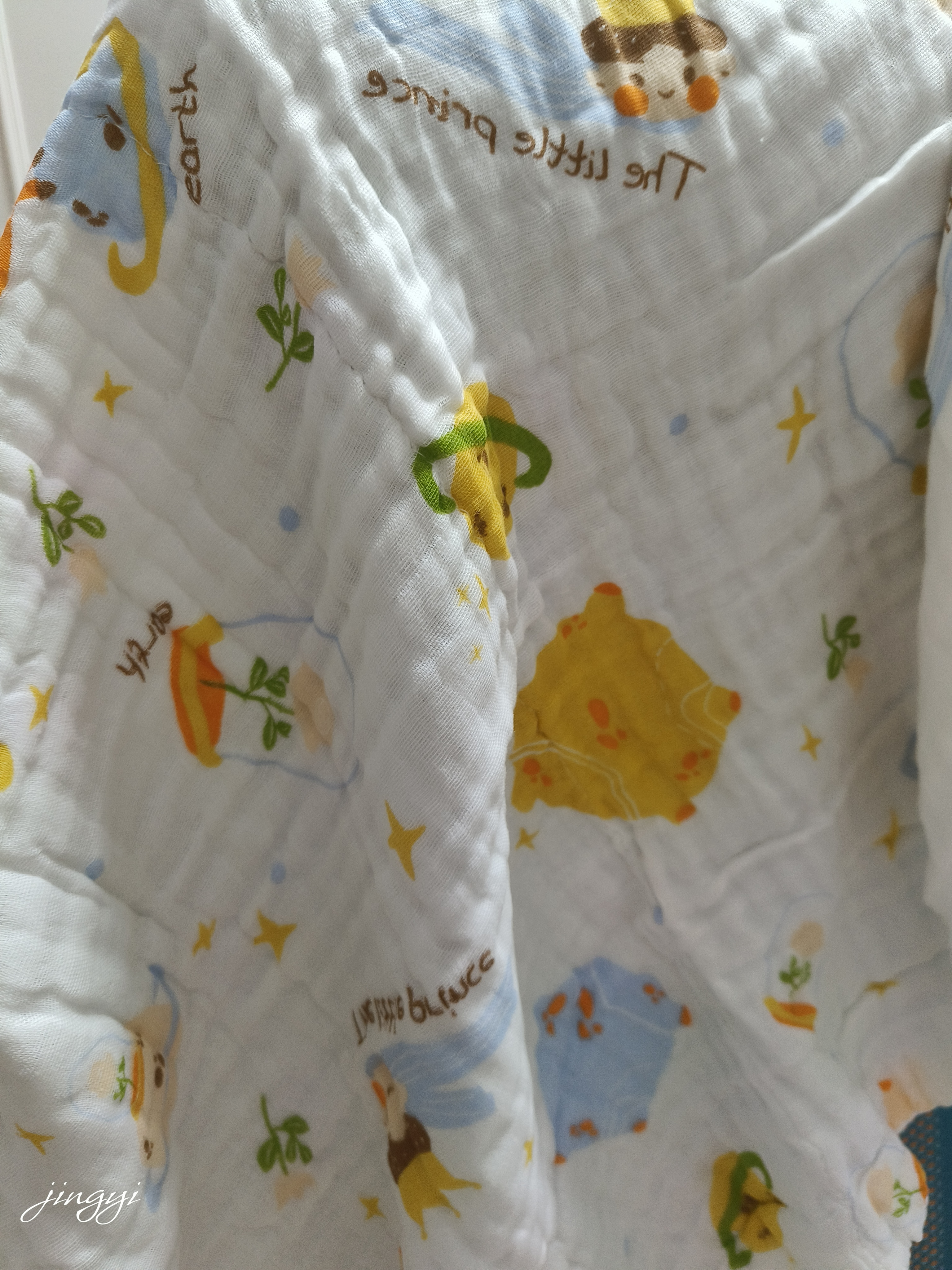 棉之润婴幼儿泡泡浴巾6层棉纱超柔洗澡巾小鸡星球款【一条装】105*105cm 实拍图