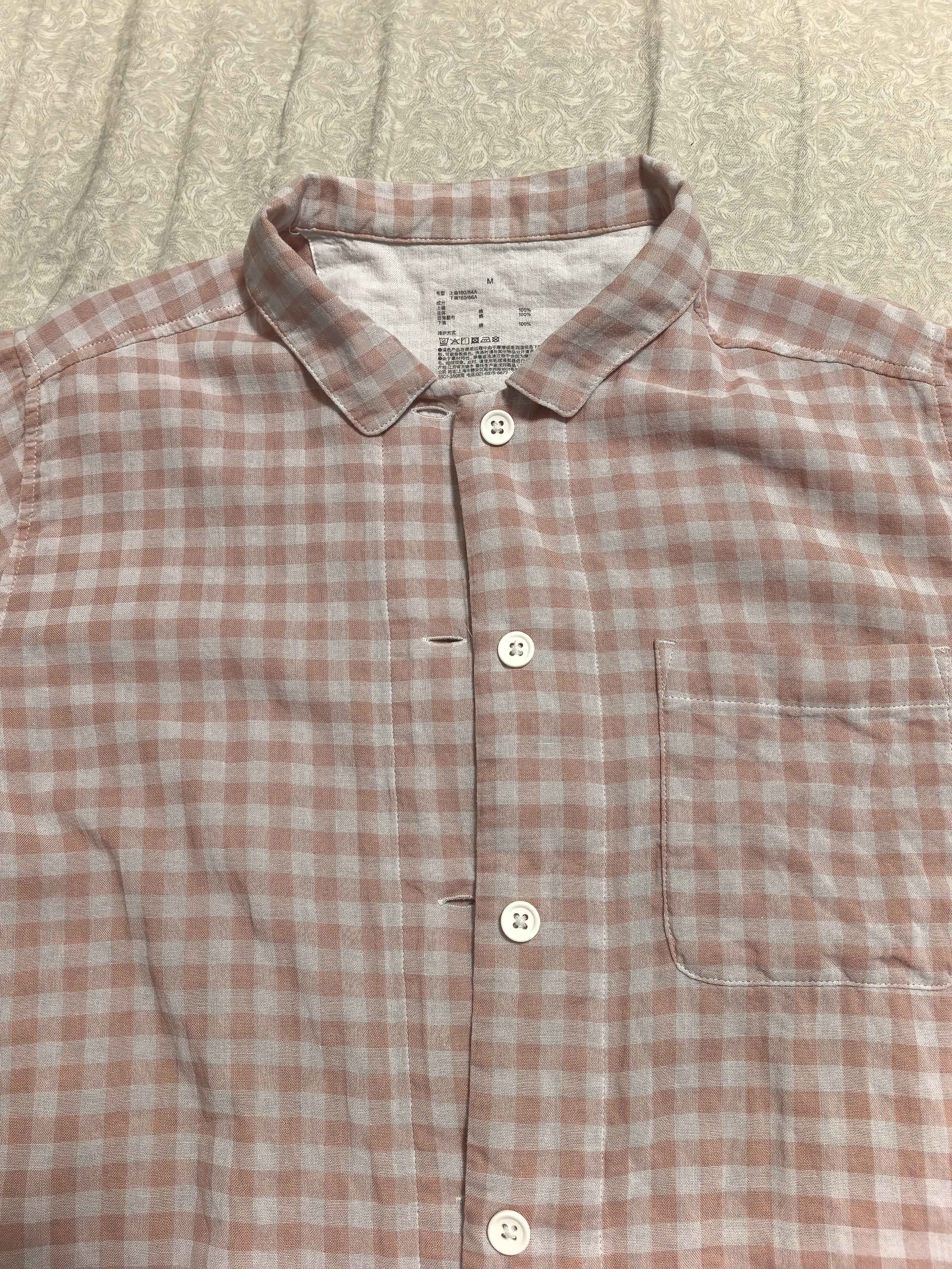 MUJI[自营限定款]女士无侧缝 双层纱织睡衣 纯棉家居服 浅粉红色 M 实拍图