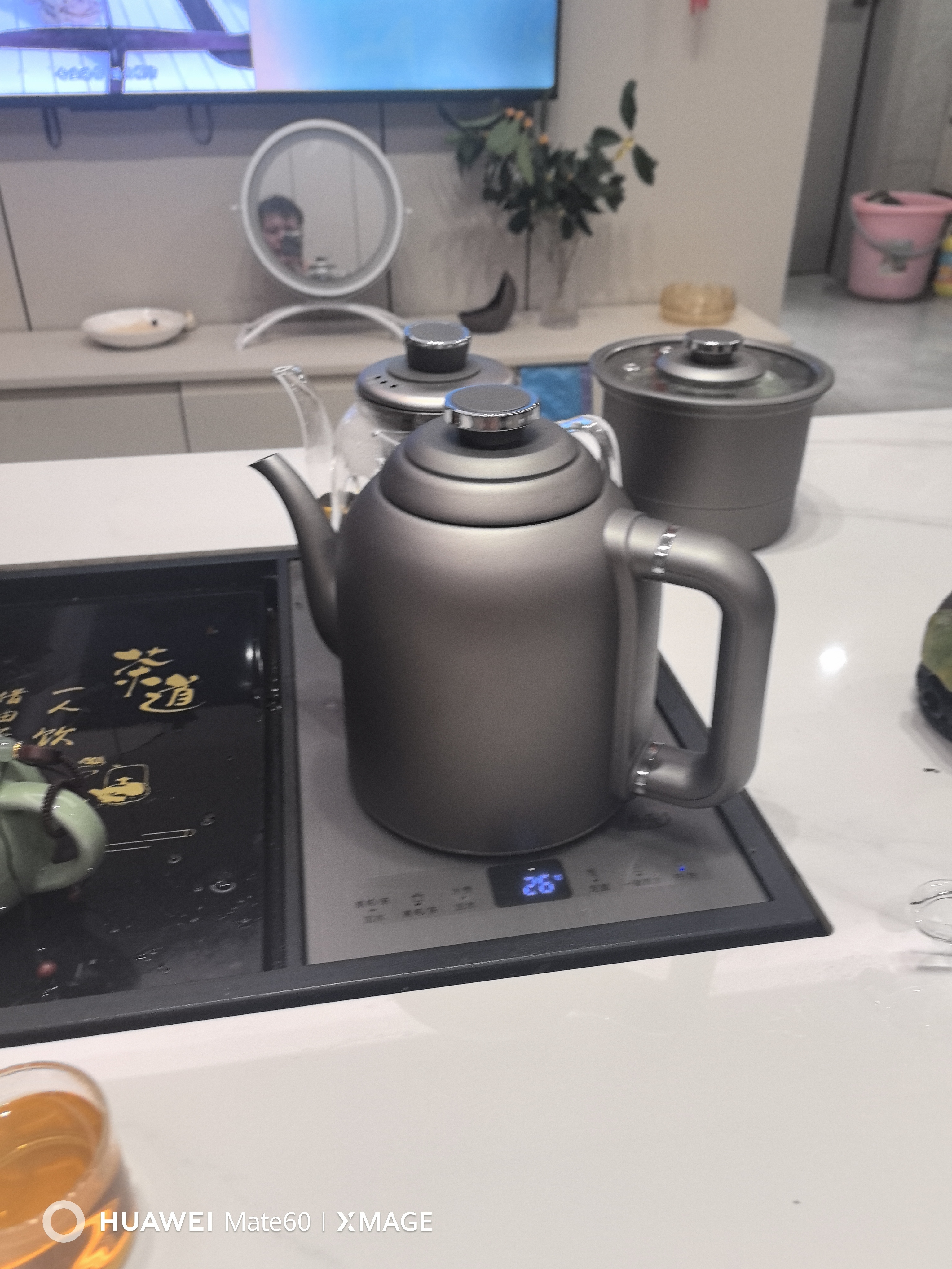 开品 全自动底部上水感应续水电热水壶 家用办公自动保温电茶炉 可嵌入式茶具套装玻璃烧水壶茶桌一体 1.5L 【臻享纯钛】20X37双上水 三壶款 实拍图