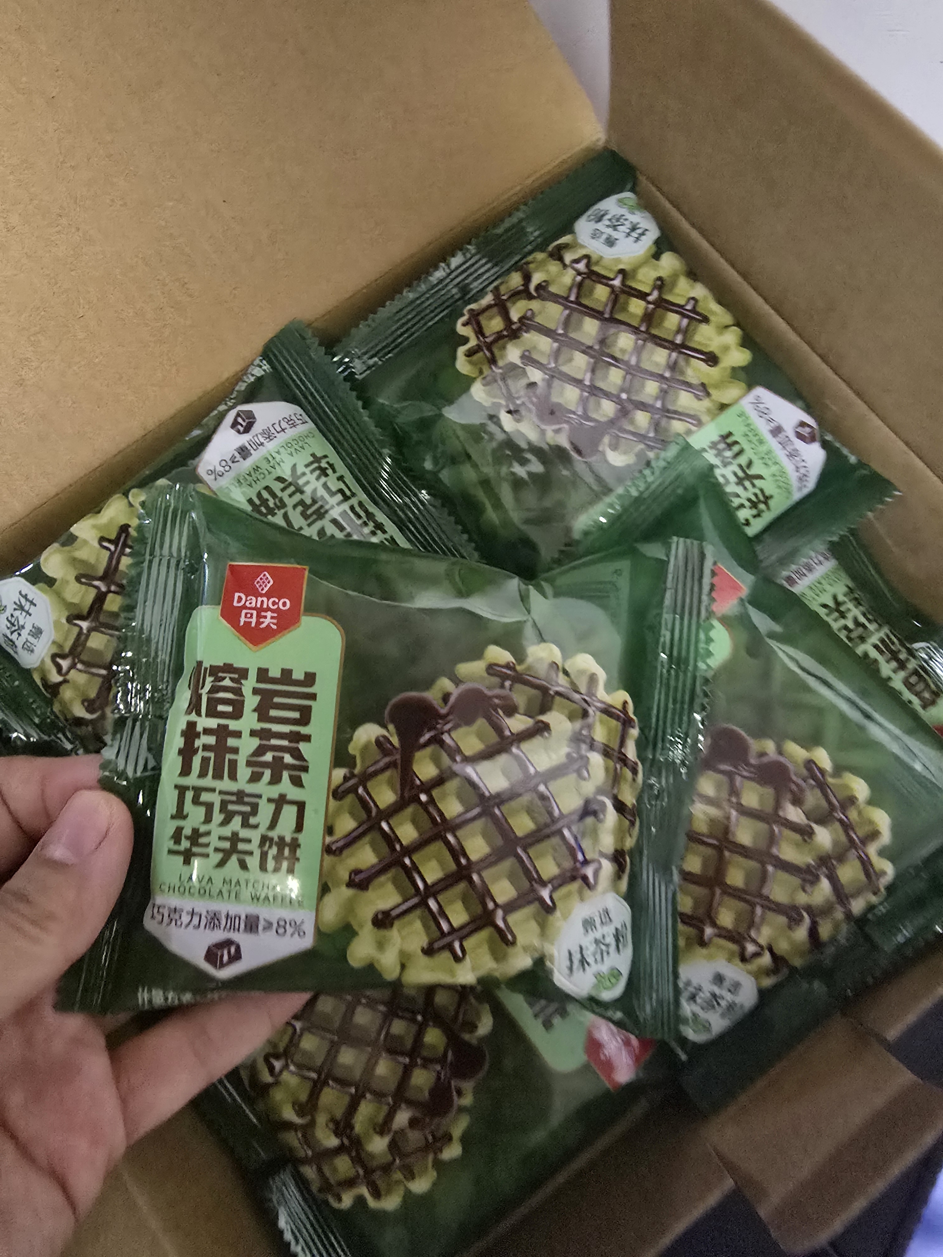 丹夫熔岩抹茶巧克力华夫饼268g纯脂黑巧夹心糕点早餐休闲茶点面包零食 实拍图