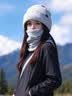 萨刻针织帽秋冬女款两件套柔软亲肤围脖刺绣标登山滑雪防寒保暖套头帽 黑色(帽子+围脖) 晒单实拍图