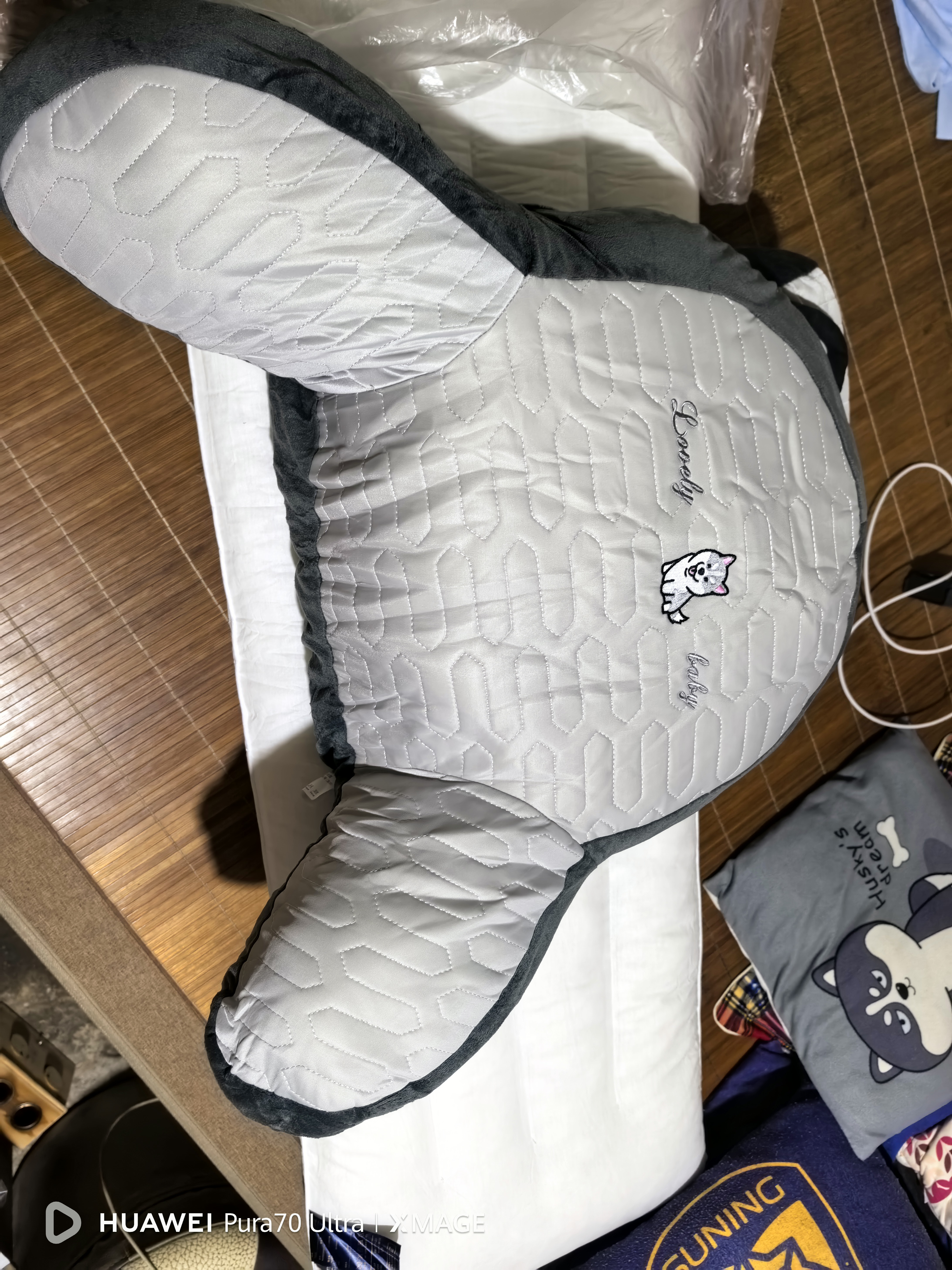 京严靠枕靠垫床头床上靠背垫软包床头靠抱枕宿舍靠枕沙发床靠垫 哈士奇【可拆卸靠背垫+枕头】 含枕芯 超大号【超软靠背+冰丝乳胶】 实拍图