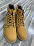 帝洛驰真皮大码45码马丁靴男大黄靴加绒工装靴英伦头层牛皮高帮厚底男靴 浅棕黄色 不加绒 40 (250mm) 皮鞋码 实拍图