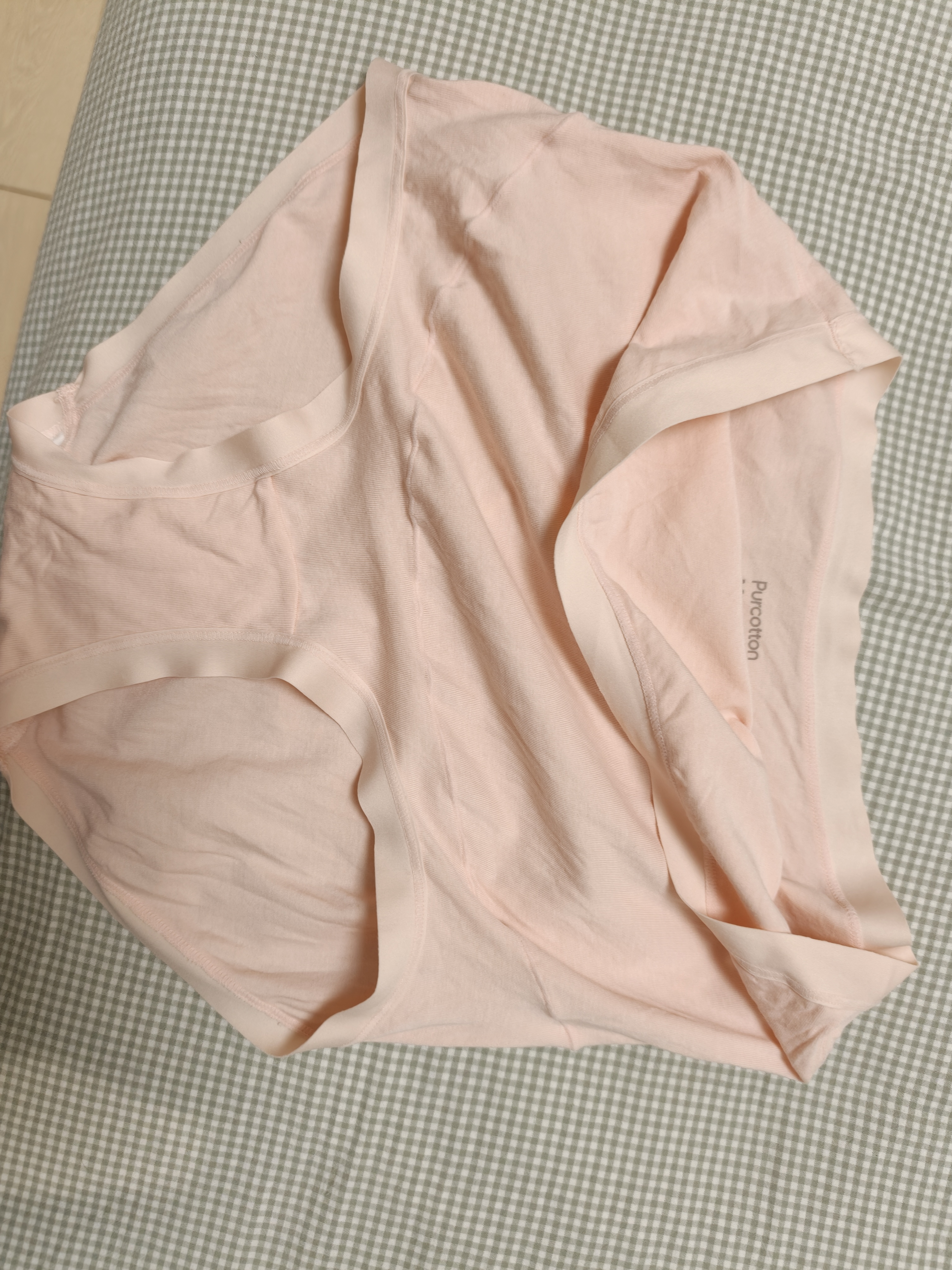 全棉时代纯棉孕产高腰三角内裤女士抗菌宽边裤柔软浅杏肤+雾灰 L码 实拍图