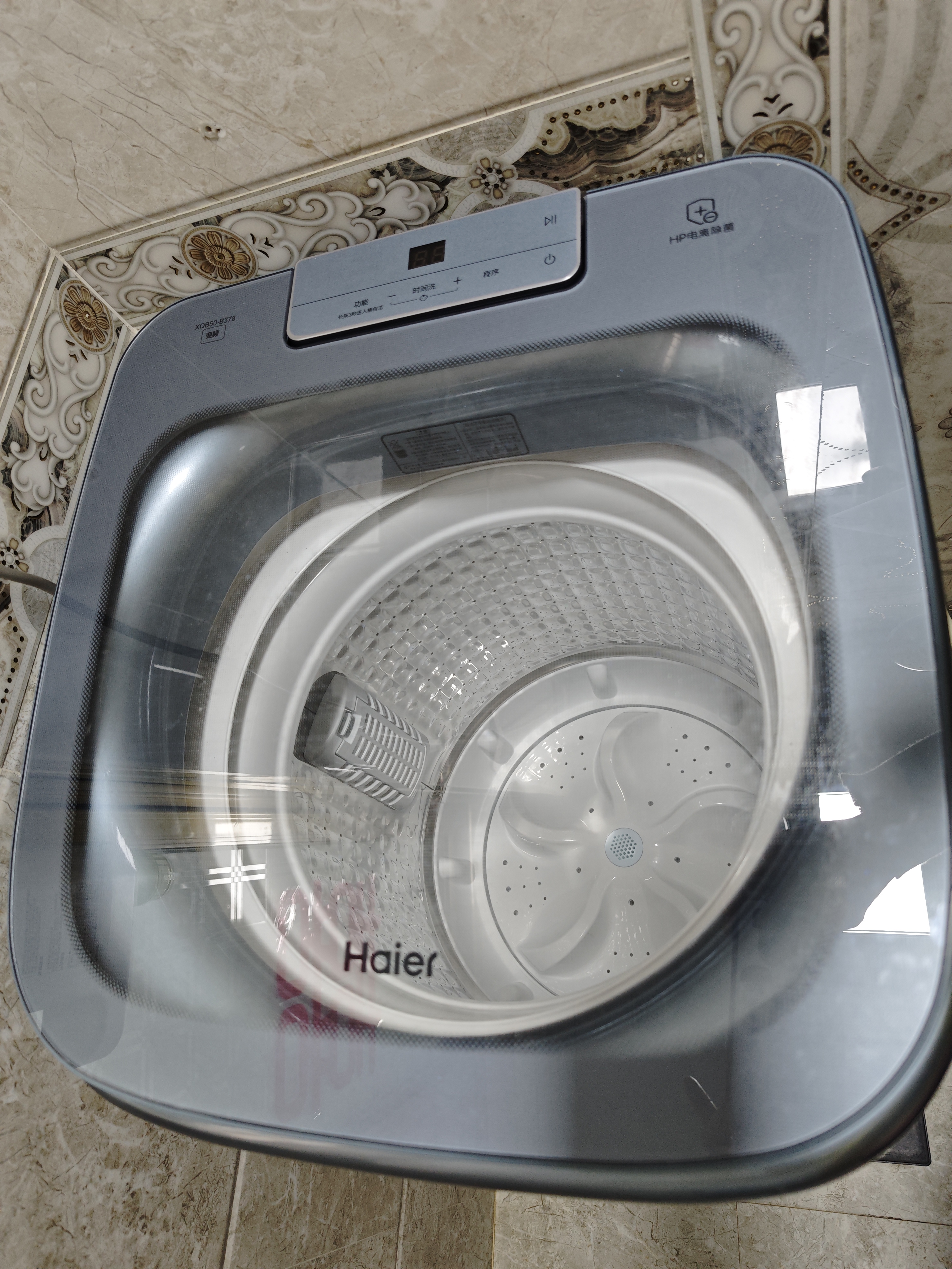 海尔（Haier）新品5公斤波轮洗衣机全自动DD直驱变频一级能效迷你洗衣机小型家用婴儿儿童洗衣机小神童电离除菌 5kg迷你洗衣机B378蓝色波轮直驱变频+电离除菌 实拍图