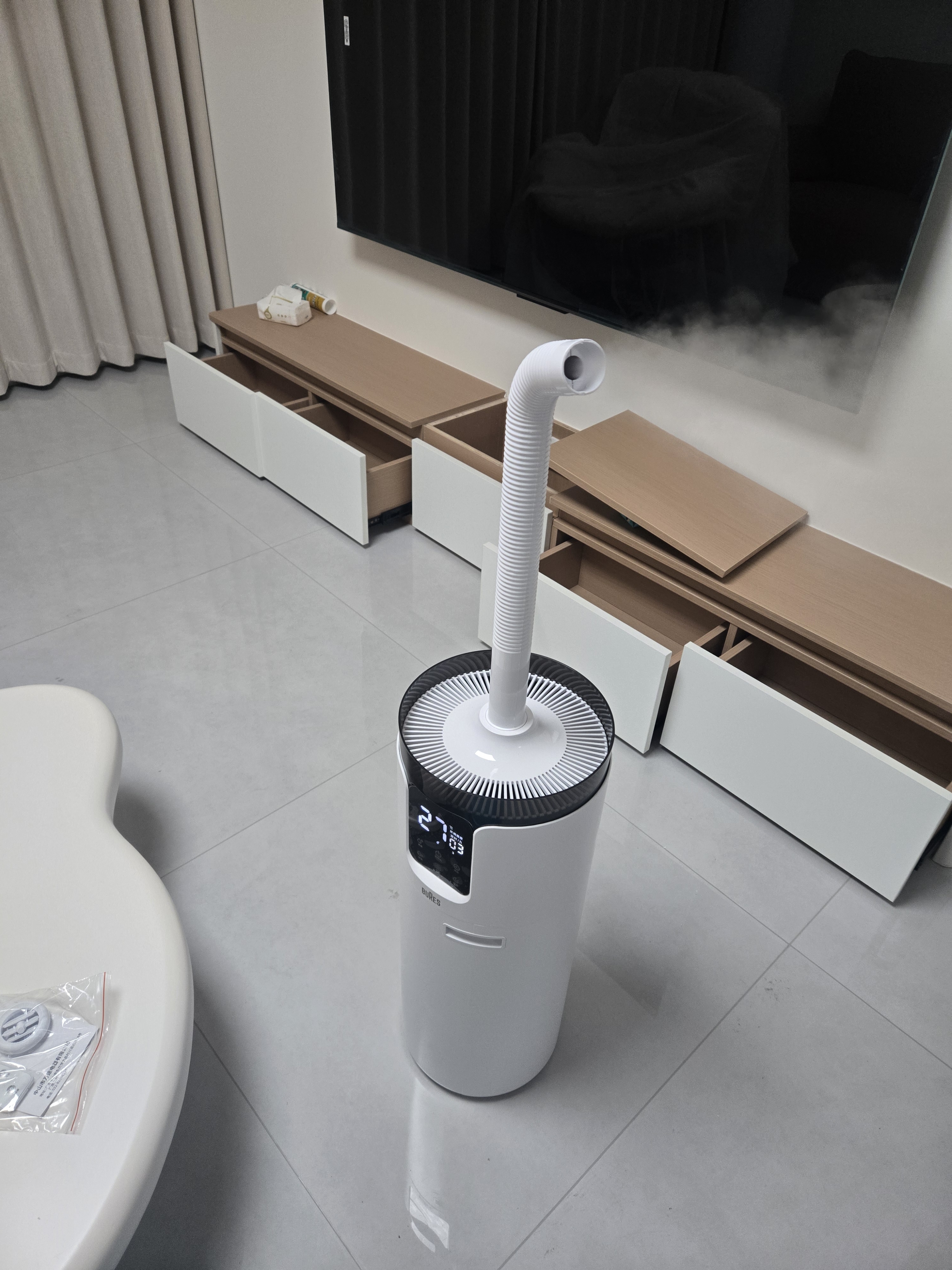 bures百而思空气加湿器家用卧室母婴幼儿鼻炎儿童专用杀抑除菌孕妇静音大容量客厅2026新款落地式大雾量 智能恒湿杀菌版 实拍图