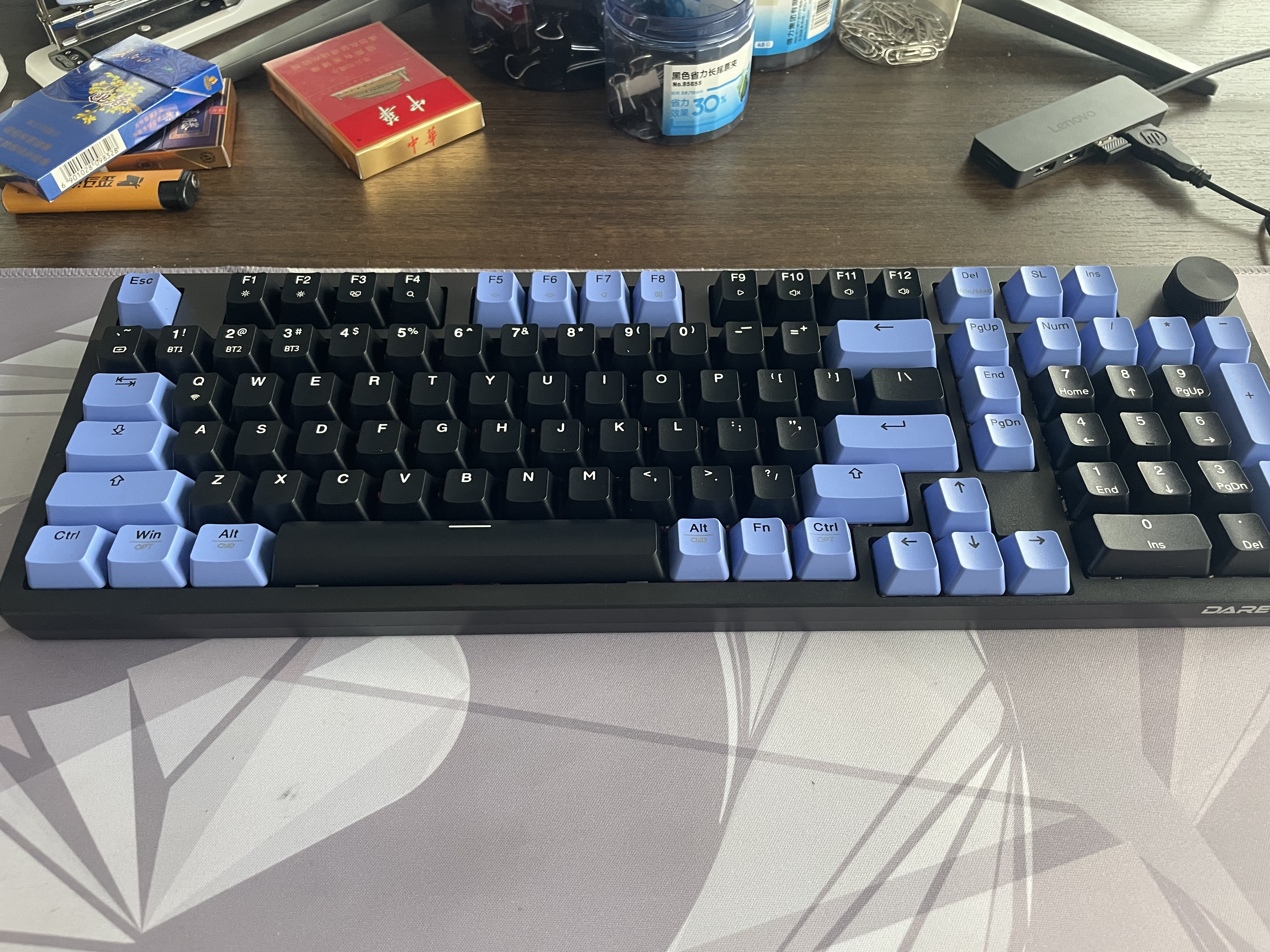 达尔优（DAREU）EK815MAX三模游戏键盘 98配列 多媒体旋钮 电脑键盘 EK815MAX暗夜蓝【三模+旋钮】 实拍图
