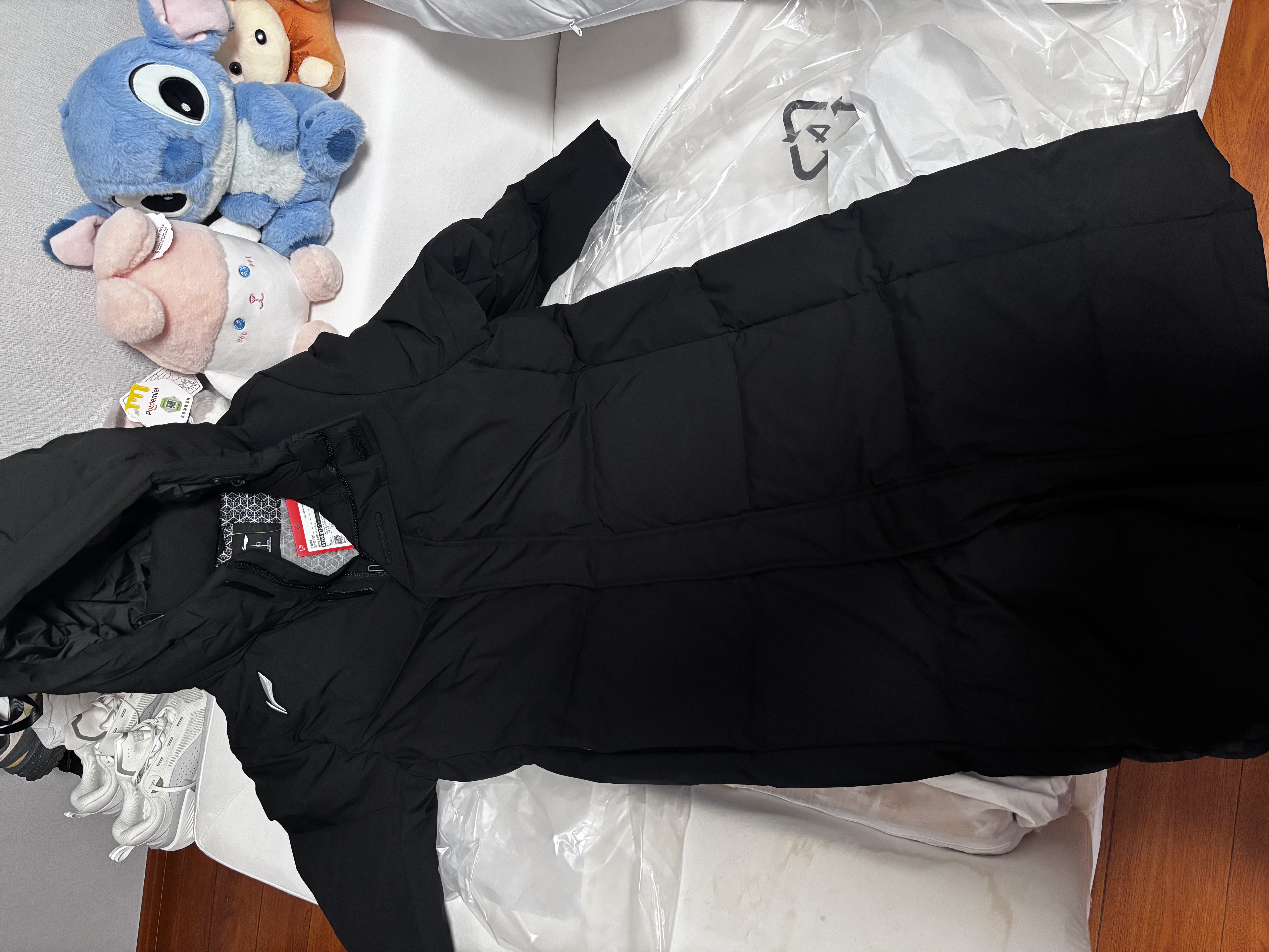 李宁【双11抢先购】暖舱羽绒服丨男冬季防泼水鸭绒保暖长羽绒运动外套 黑823-1 L (男175) 实拍图