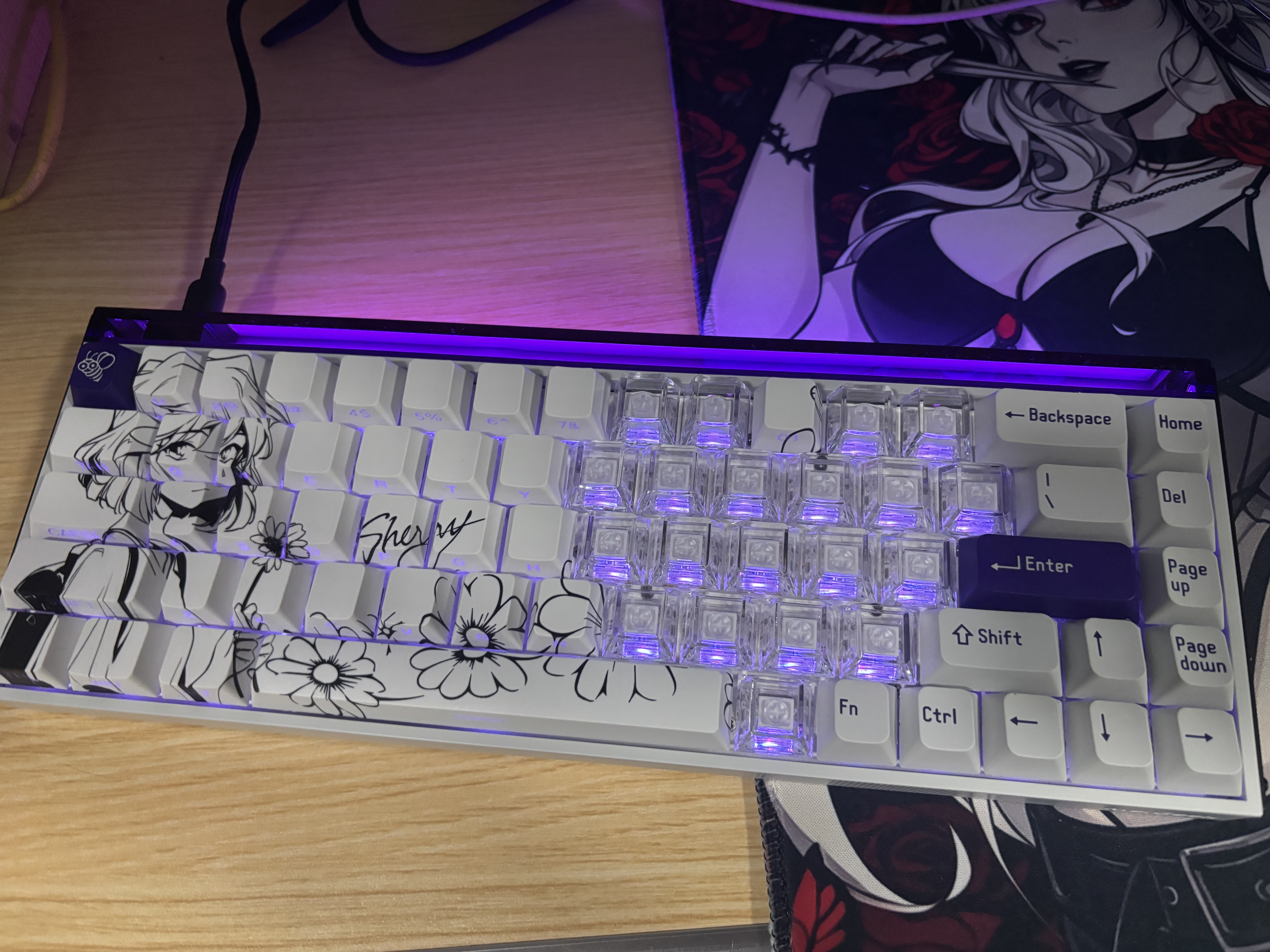 MelGeek小蜜蜂MADE68PRO+磁轴键盘 电竞游戏客制化机械键盘无畏契约TTC万磁王轴礼物送男女友办公蜜氪 MADE68Pro+紫光【万磁王PRO轴】 实拍图