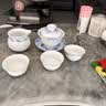 讲茗堂景德镇陶瓷功夫茶具套装纯白玲珑瓷盖碗茶杯高白瓷乔迁升职教师 青花玲珑套(盖碗配置)-次日达 8件 实拍图