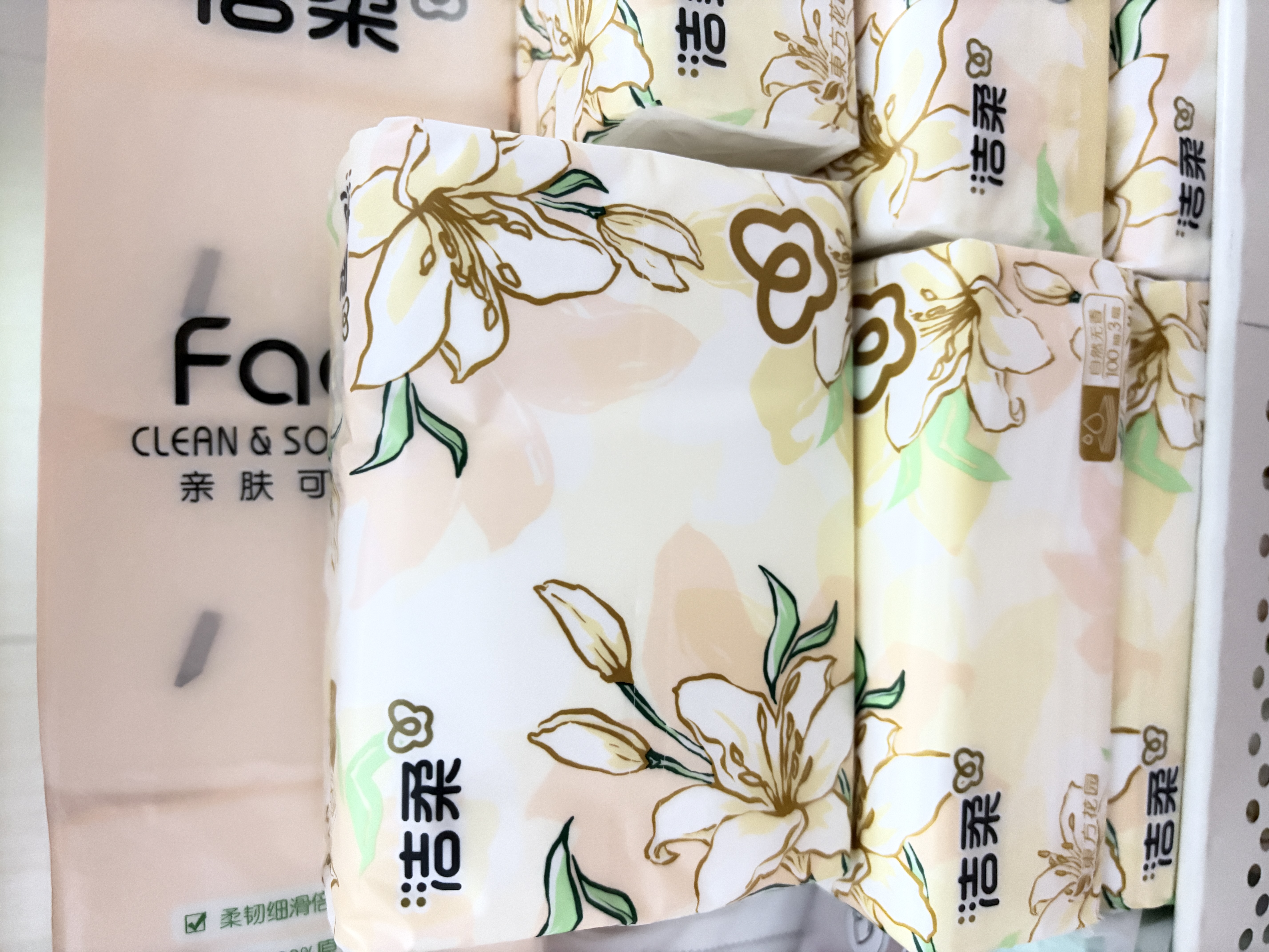 洁柔抽纸 繁花系列3层100抽*20包 可湿水面巾纸 柔韧卫生纸 整箱纸巾 实拍图