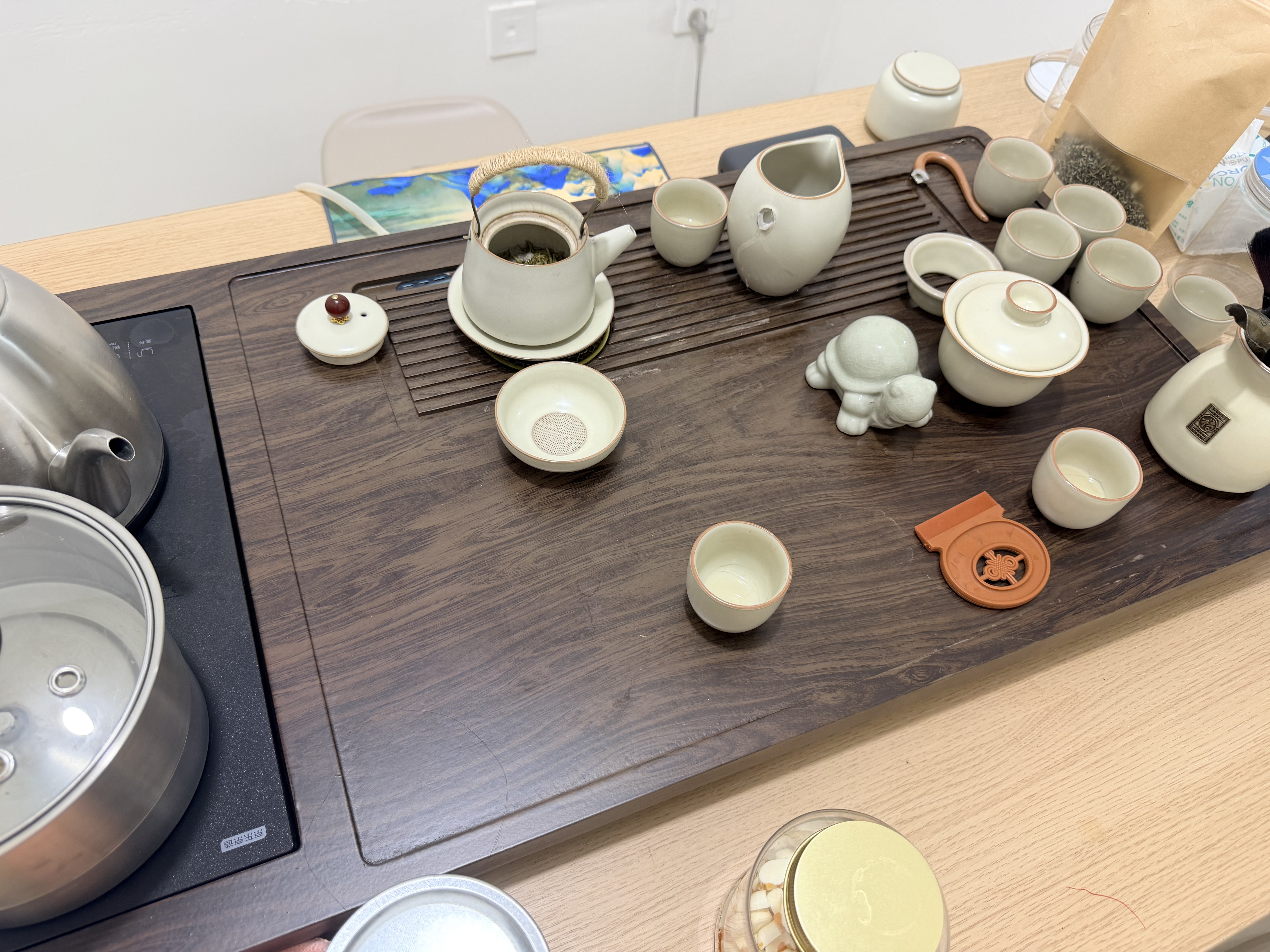 京东京造茶具整套装茶盘台杯功夫泡煮茶烧水壶一体送礼物自动上水汝窑20头 实拍图