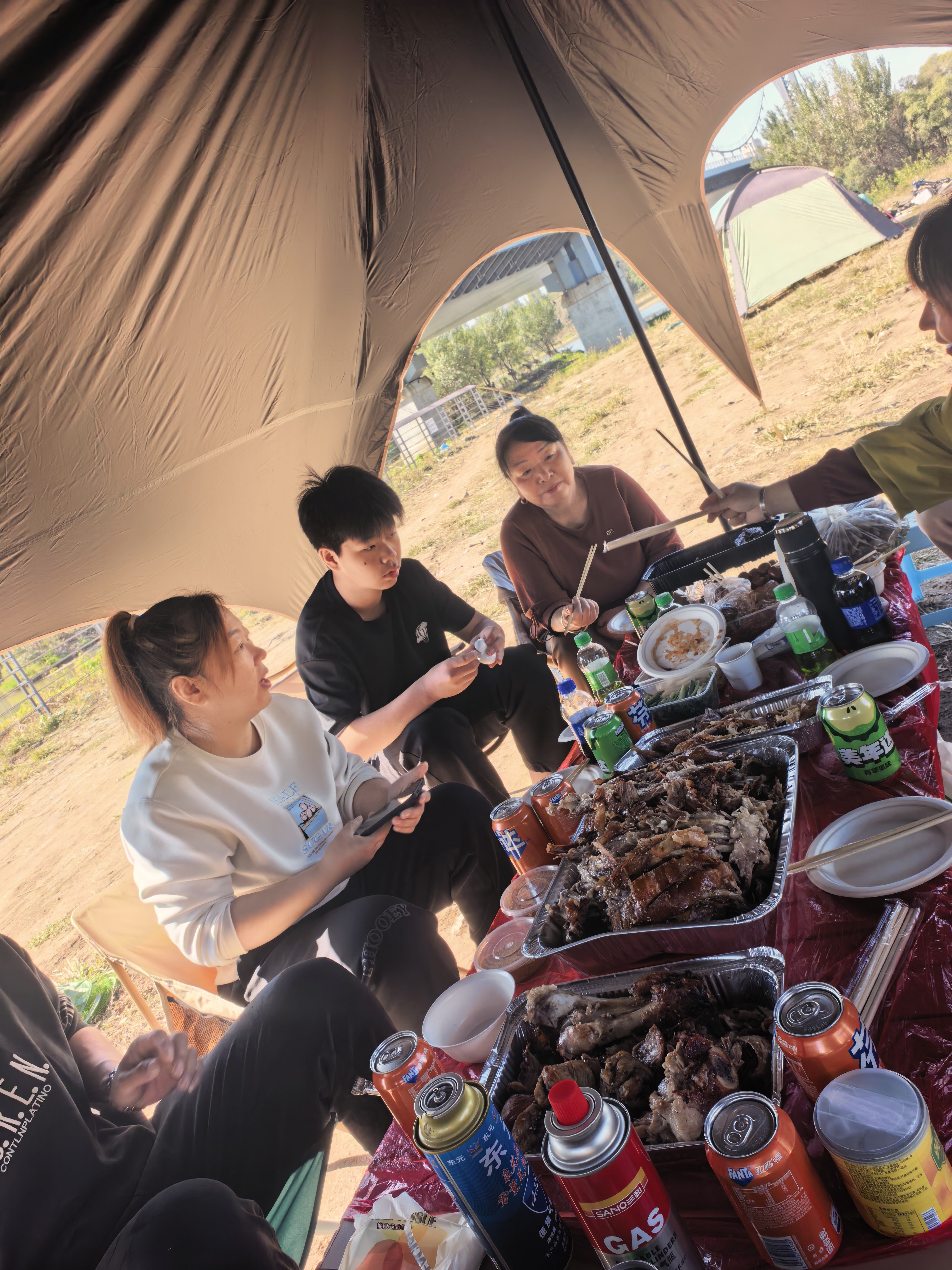 探险者（TAN XIAN ZHE）天幕帐篷户外露营车载便携六角防晒速开懒人天幕野营遮光遮阳棚 【两步速搭 无风绳】黑胶懒人天幕30㎡ 实拍图