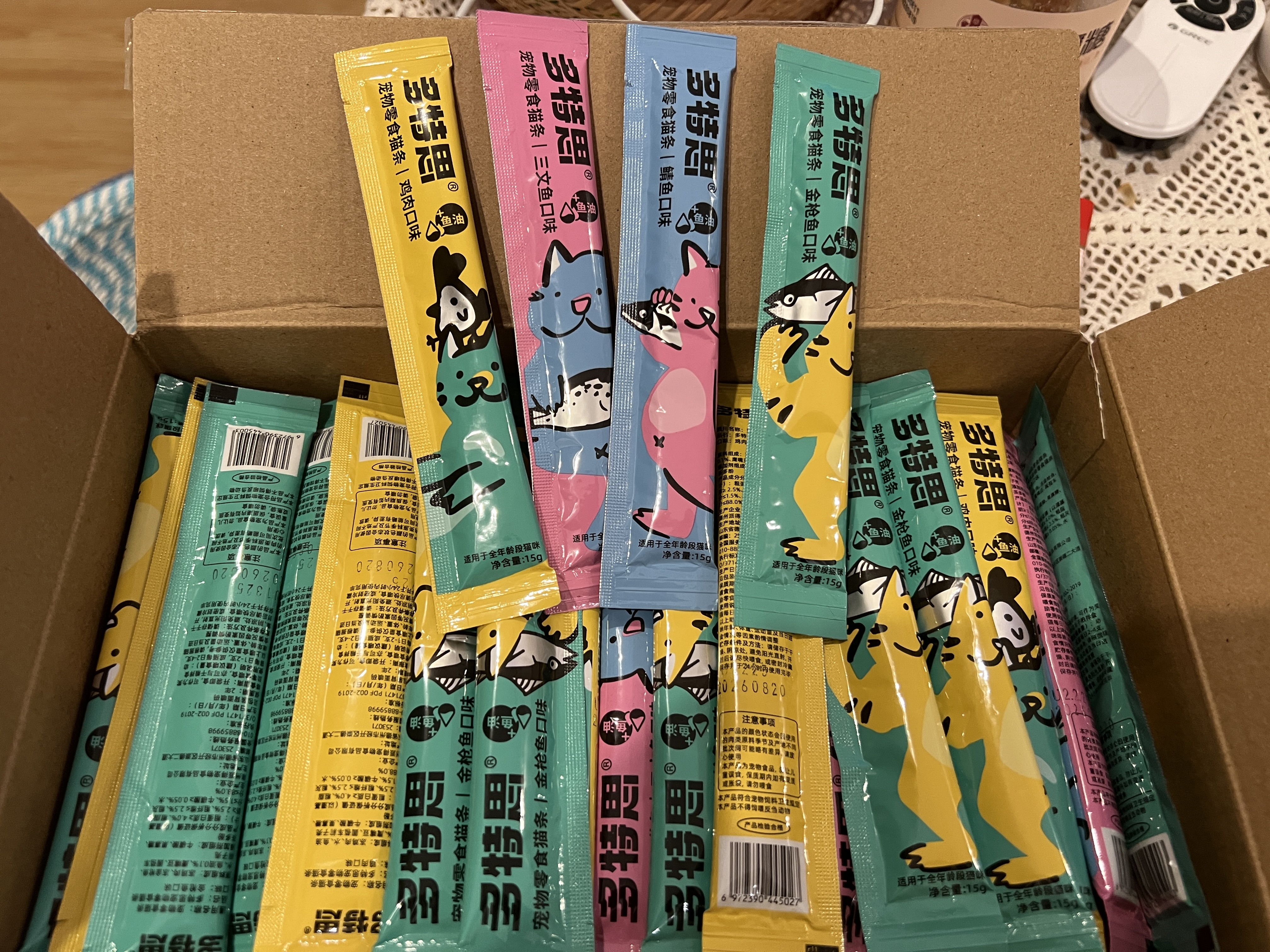 多特思猫零食猫条混合口味15g100支0添加0诱食剂防掉毛成幼猫咪鱼油罐头 实拍图