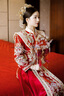 枝己秀禾服新娘新中式2025新款古装嫁衣中式婚纱敬酒服婚服出阁服 X616 M 实拍图