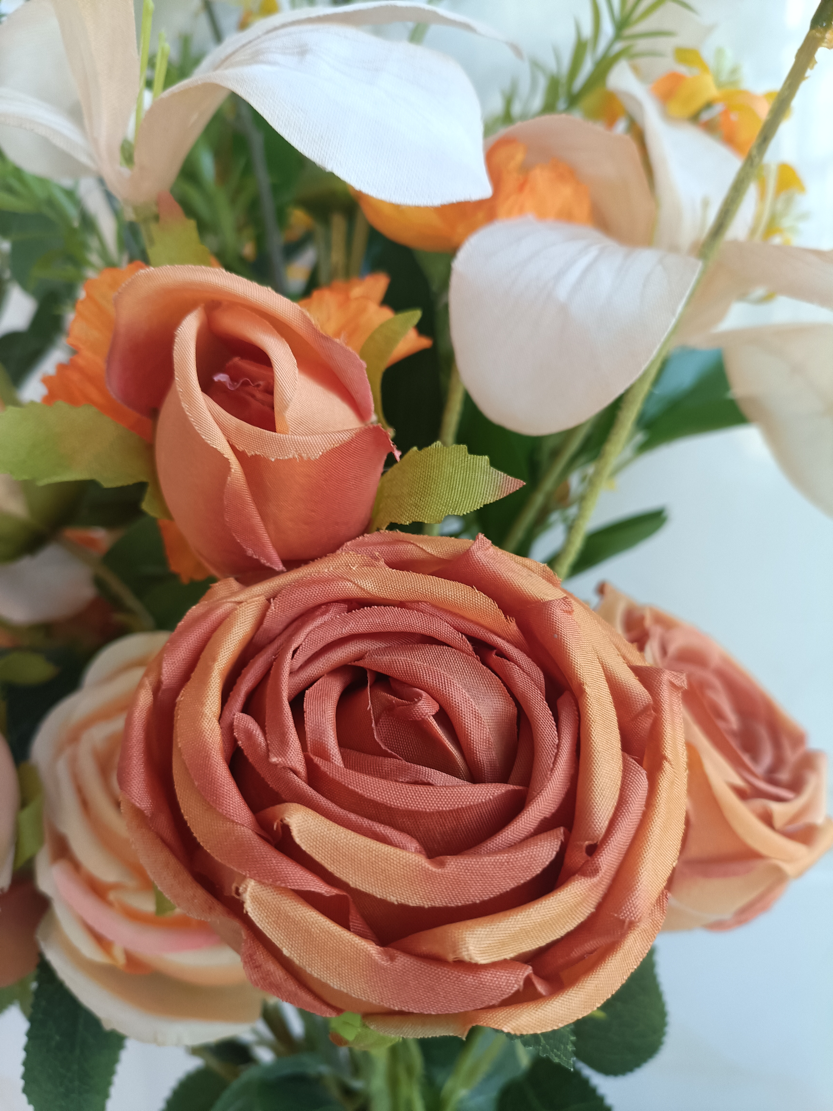 京东鲜花仿真绢花花束橘色玫瑰花假花拍照手捧花民宿酒店插花摆设装饰轻奢 实拍图