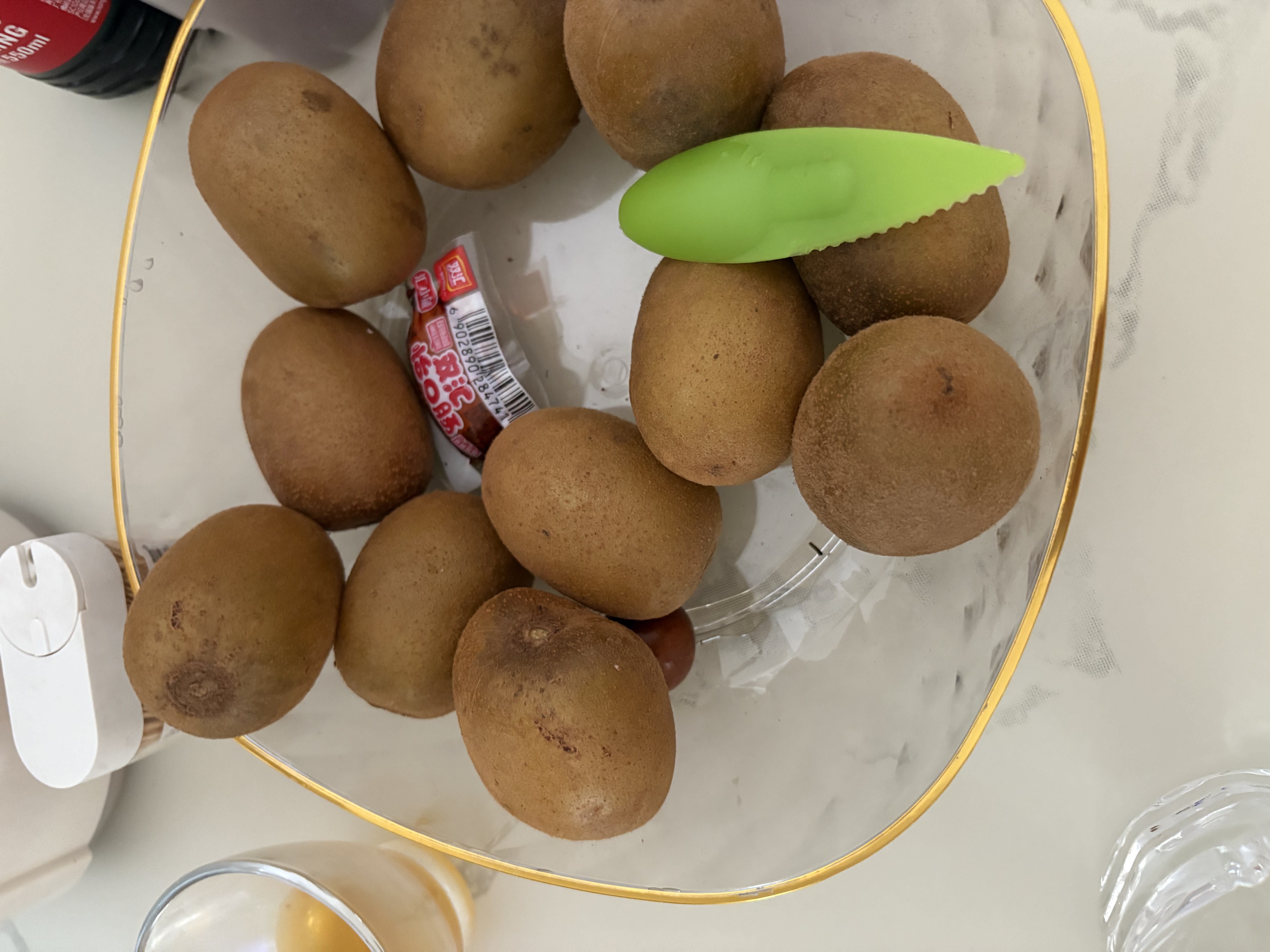 拜杰水果盘零食盘家用果盘客厅干果盘托盘糖果坚果盘金边砖石白方形 实拍图
