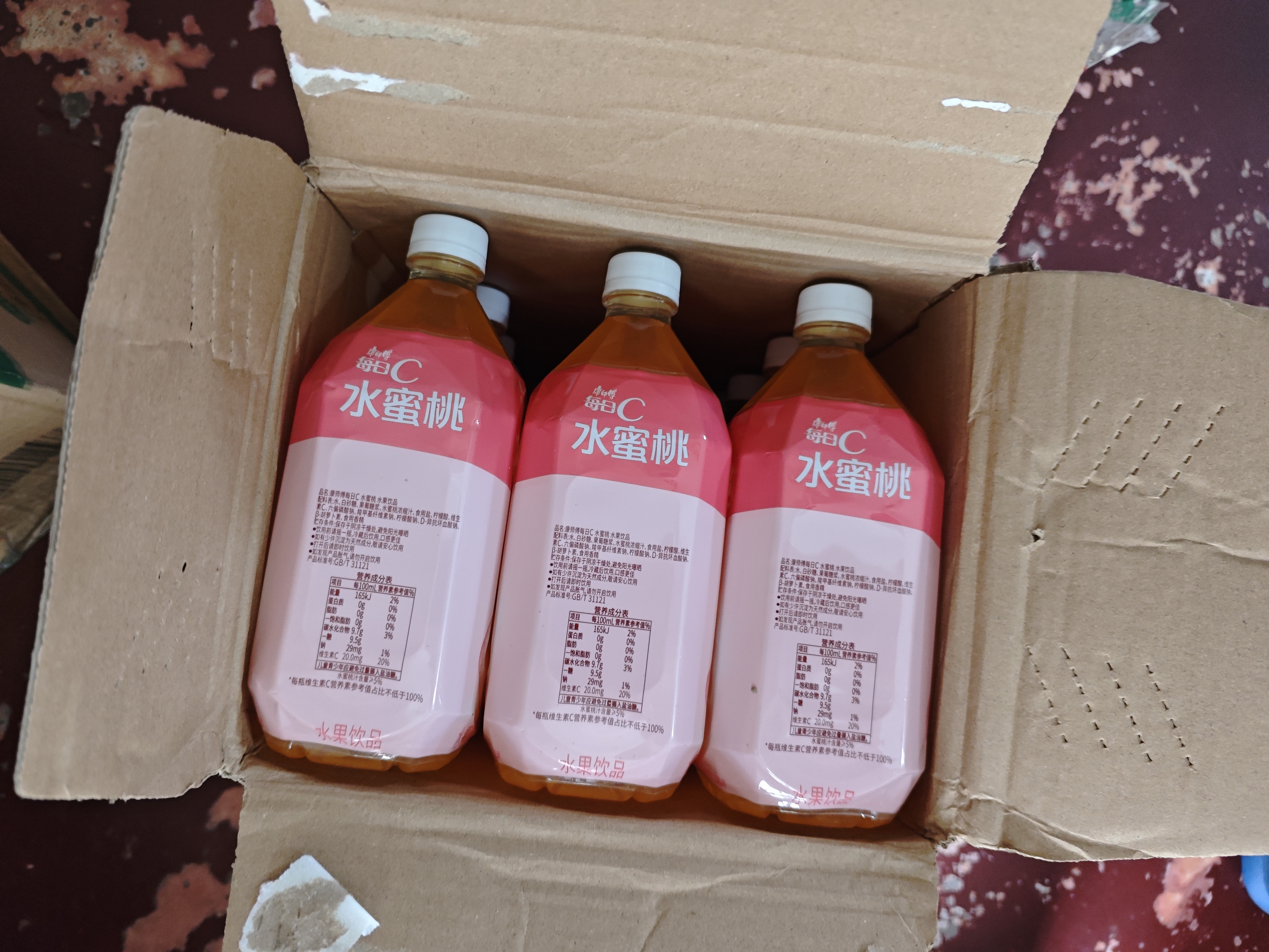 康师傅每日C 水蜜桃1L*12瓶 水果饮料 果味饮品 整箱装 热门商品 实拍图