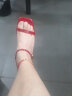 红蜻蜓（RED DRAGONFLY）一字带女凉鞋2023夏款粗高跟通勤女鞋 WFK23025酒红色37 晒单实拍图