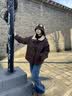 茵曼羊羔毛领牛角扣厚羽绒服2026冬女装新款短面包服外套深咖色M 实拍图
