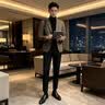 芮蔓菲（RUIMANFEI）西装外套男春秋季2026新款青年修身职业上班商务男士休闲西服套装 咖啡色（单件西装） XL （建议120-135斤） 实拍图