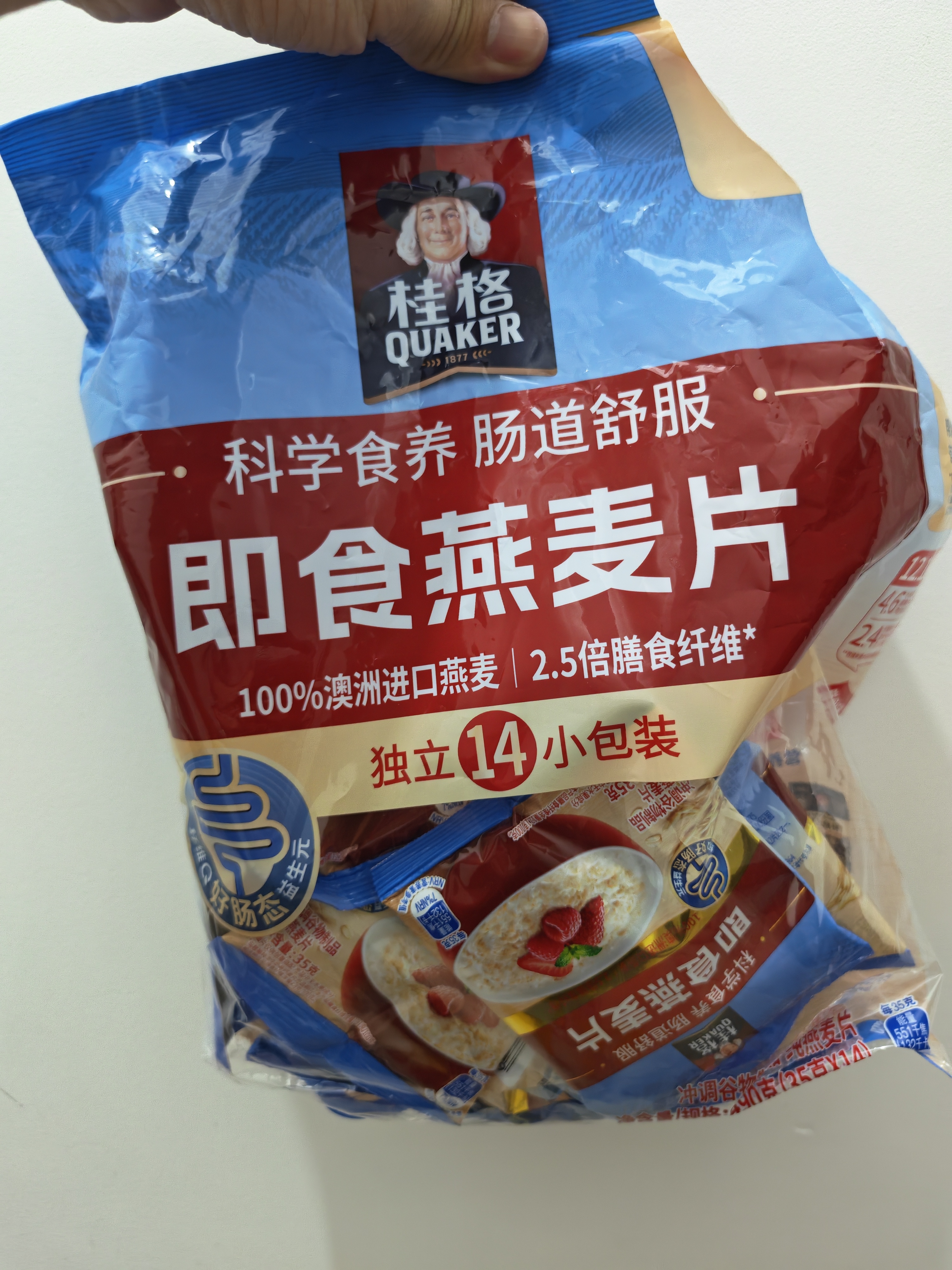 桂格（QUAKER）即食燕麦片490克 （35g*14袋） 营养早餐 膳食纤维 实拍图