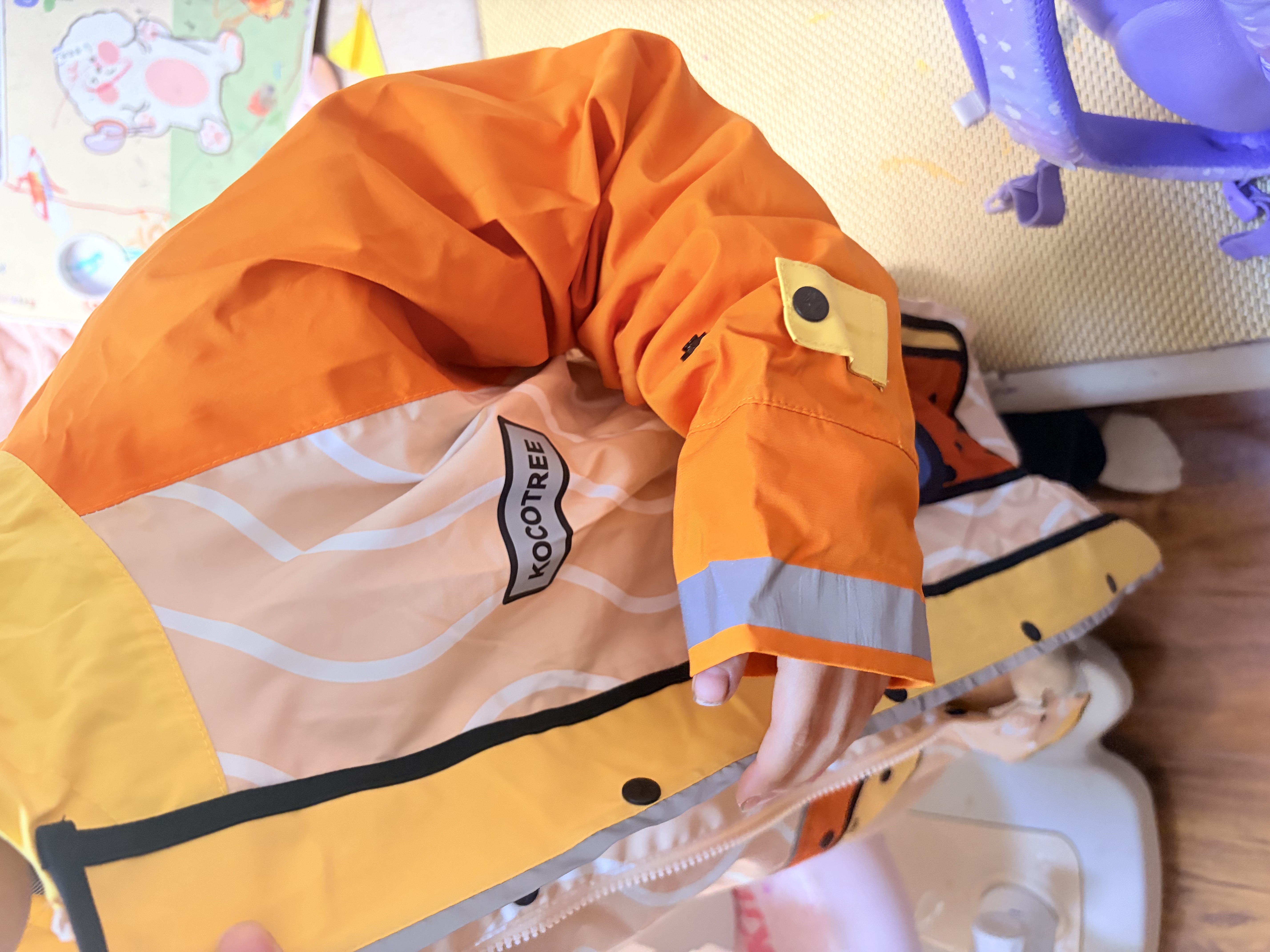 Kocotreekk树儿童雨衣带书包位防水加厚冲锋衣全身雨披男女童防风时尚雨衣 实拍图