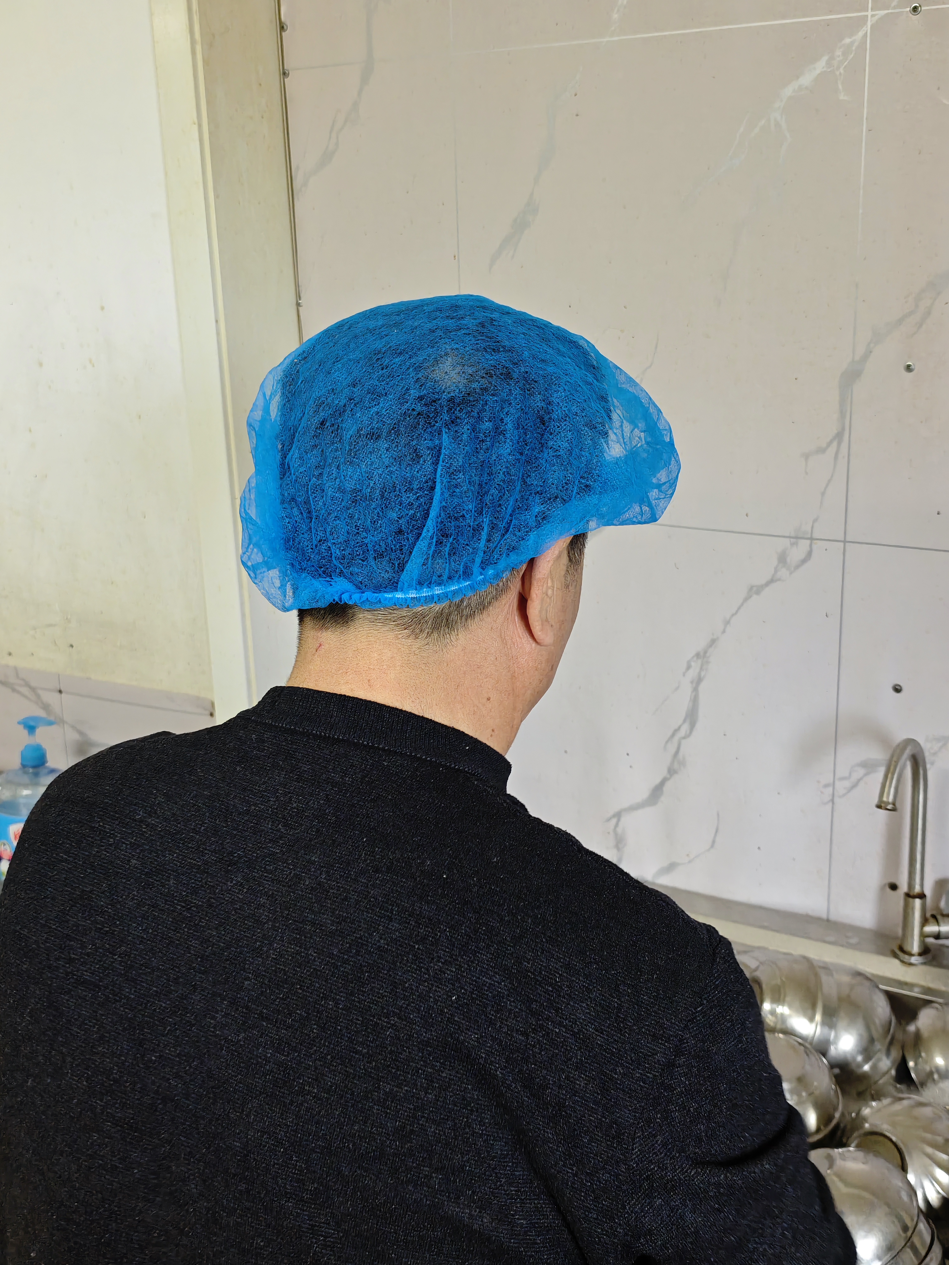 星工一次性头套帽子网帽无纺布无尘帽餐饮厨房防尘隔离帽100只 蓝色 实拍图