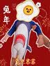 Yinbeler婴儿泳衣连体泳衣蓝鲨鱼宝宝0-4游泳衣小童儿童沙滩冲浪温泉泳装 蓝灰（无帽款） 100 (M) 4码身高90-100cm 实拍图