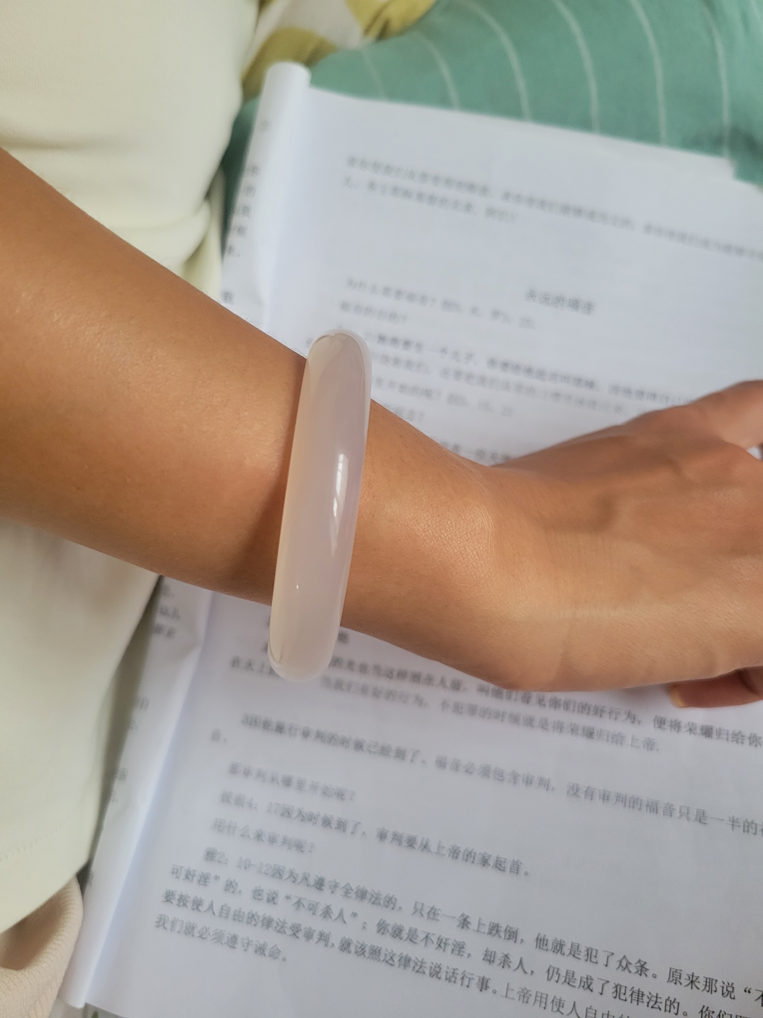 周大生【生日礼物】白月光玉髓手镯子白透天然新中式国风玉镯送女友妈妈 实拍图