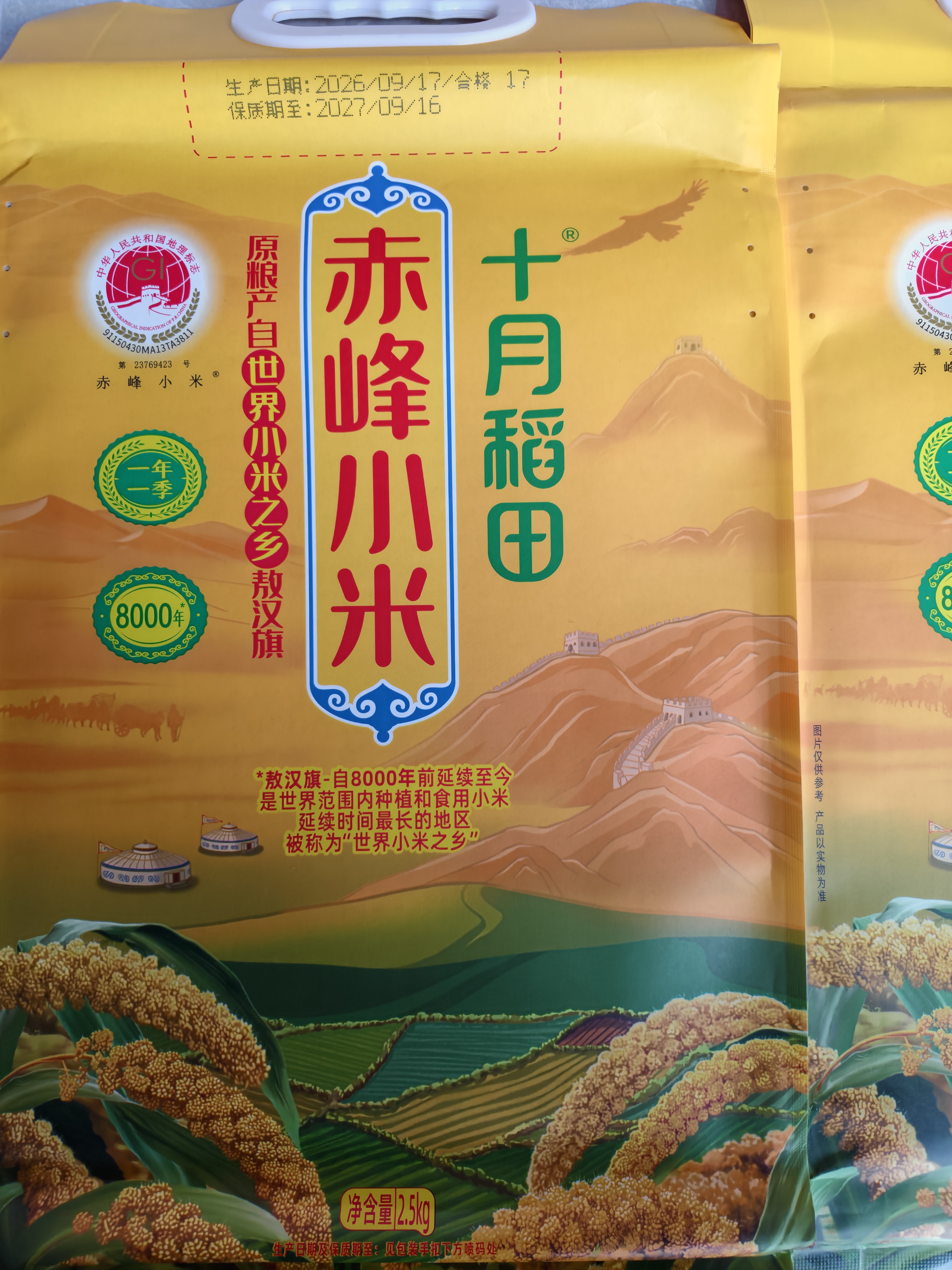 十月稻田 赤峰小米 5斤 内蒙古敖汉 小米黄小米 杂粮米 早餐小米粥 实拍图