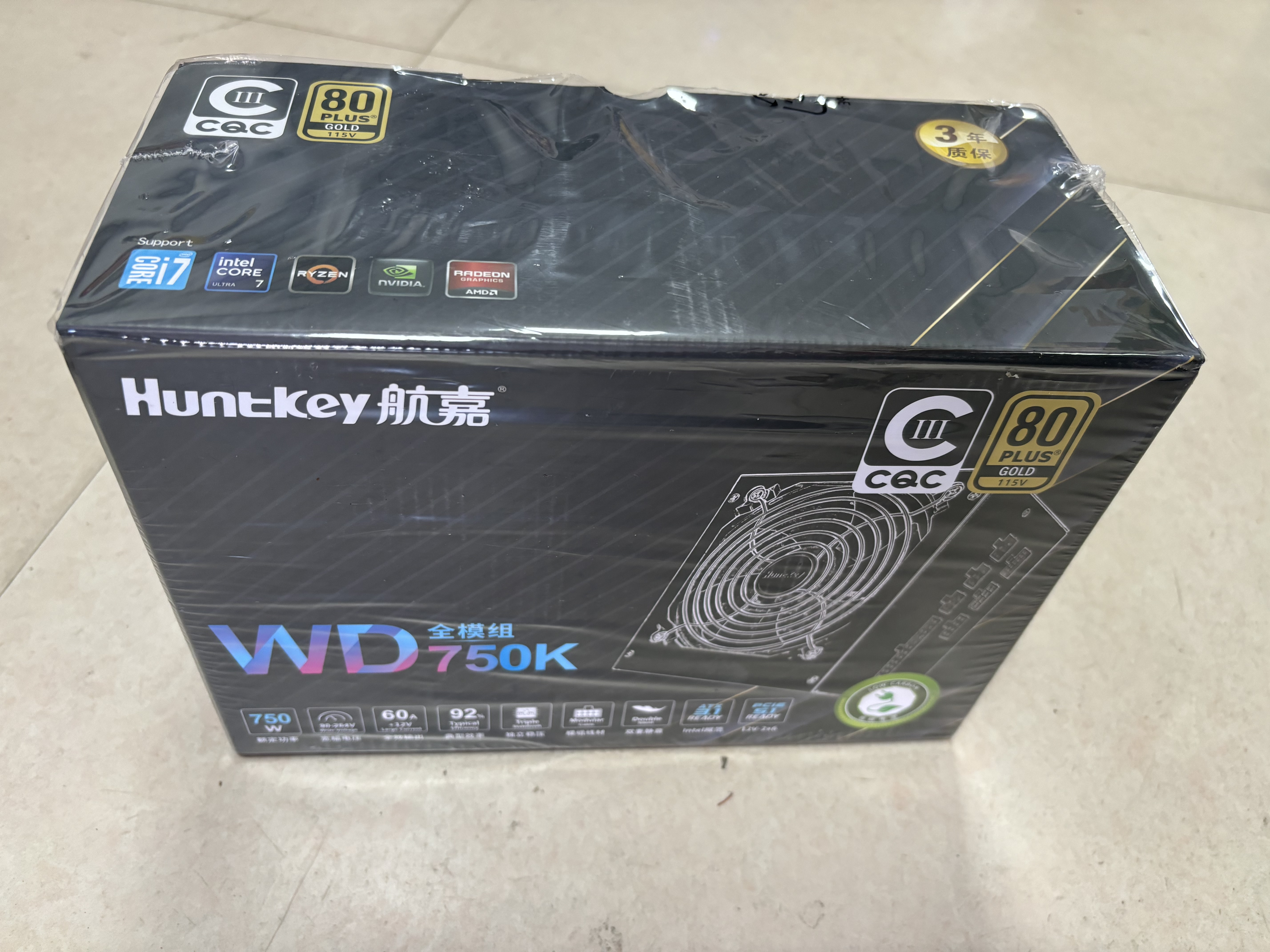 航嘉（Huntkey）WD750K全模组 金牌750W电脑电源（80PLUS金牌/单路60A/全电压/LLC+SR+DC-DC/智能温控） 实拍图