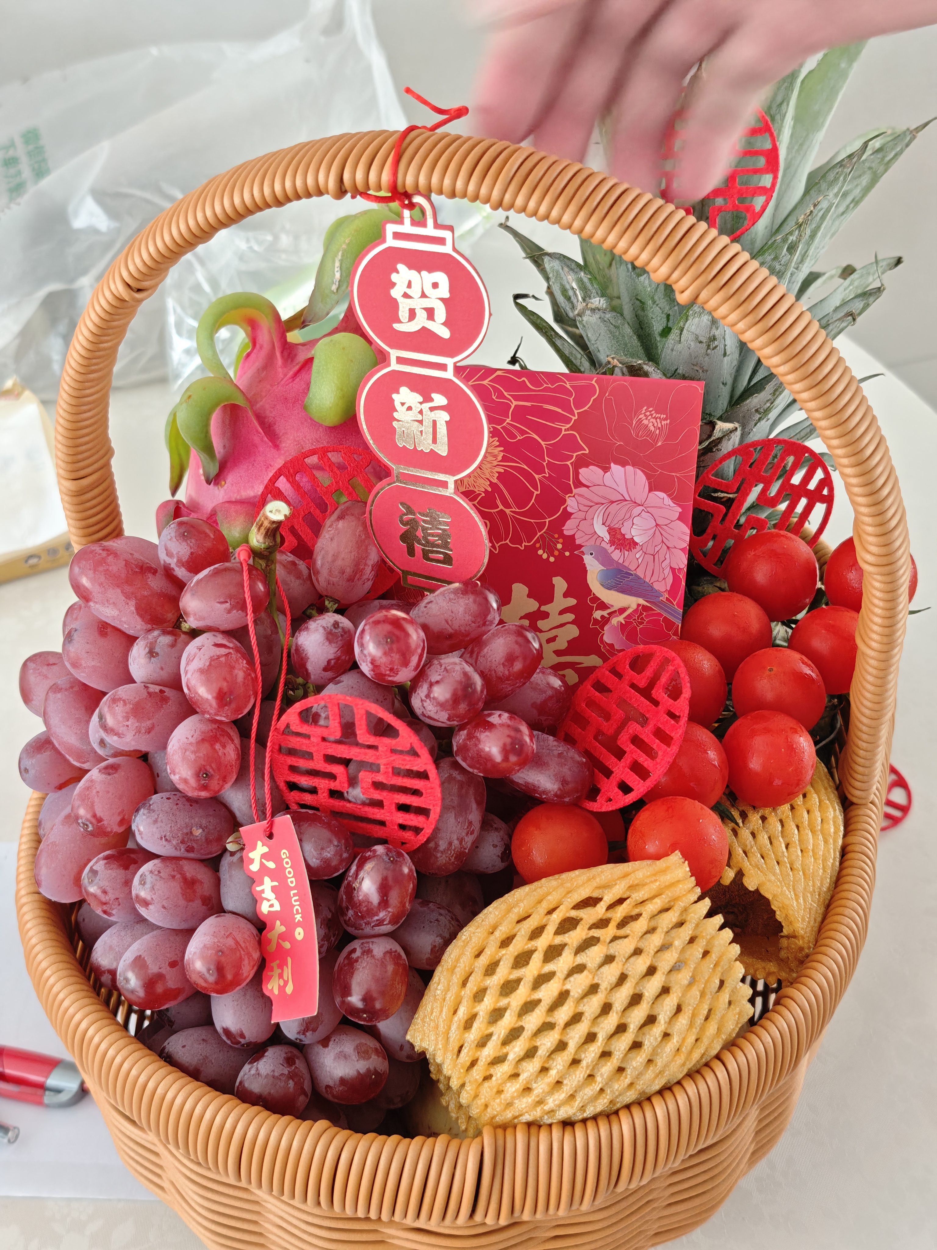 安达通 竹篮篮子果篮手提鸡蛋篮野餐篮编织筐菜篮子 仿藤南瓜提篮小号 实拍图