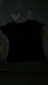 艾路丝婷新款短袖T恤女V领上衣纯色打底体恤TX3560 黑色 170/92A/XL 实拍图