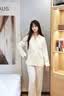 LULU CARTER真丝睡衣女秋冬季新款可爱波点HelloKitty甜美带胸垫家居服礼盒装 奶杏色-短袖+短裤 【现货秒发】 XL 【建议120-140斤】 实拍图