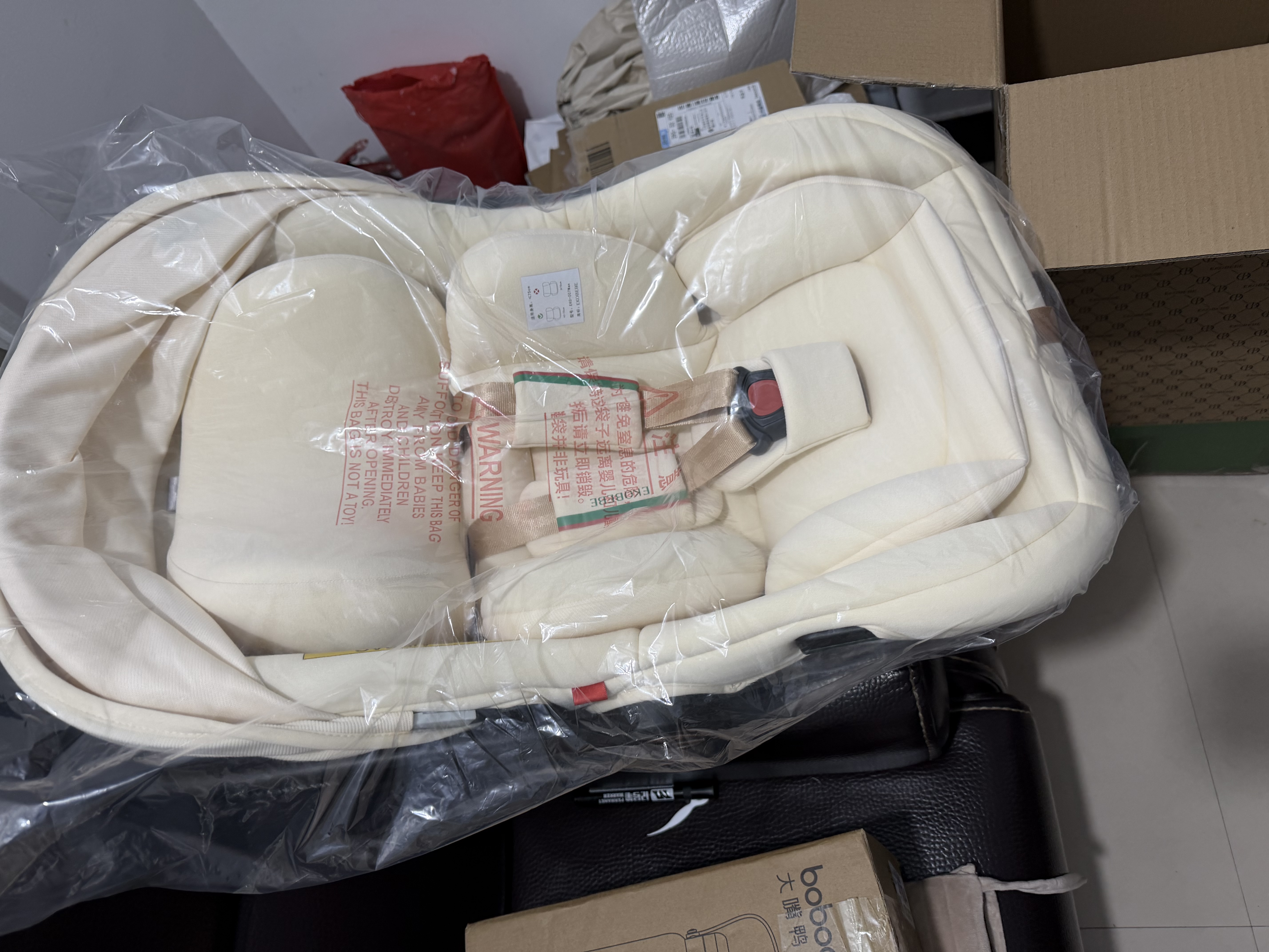 怡戈（Ekobebe）新生婴儿提篮式儿童安全座椅汽车用宝宝便携车载奶酪白【新国标】 实拍图