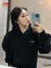 李宁加绒卫衣男女秋季2026新款加厚保暖长袖套头连帽衫宽松情侣外套 标准黑-连帽小logo 【加绒款】 XL /180 实拍图