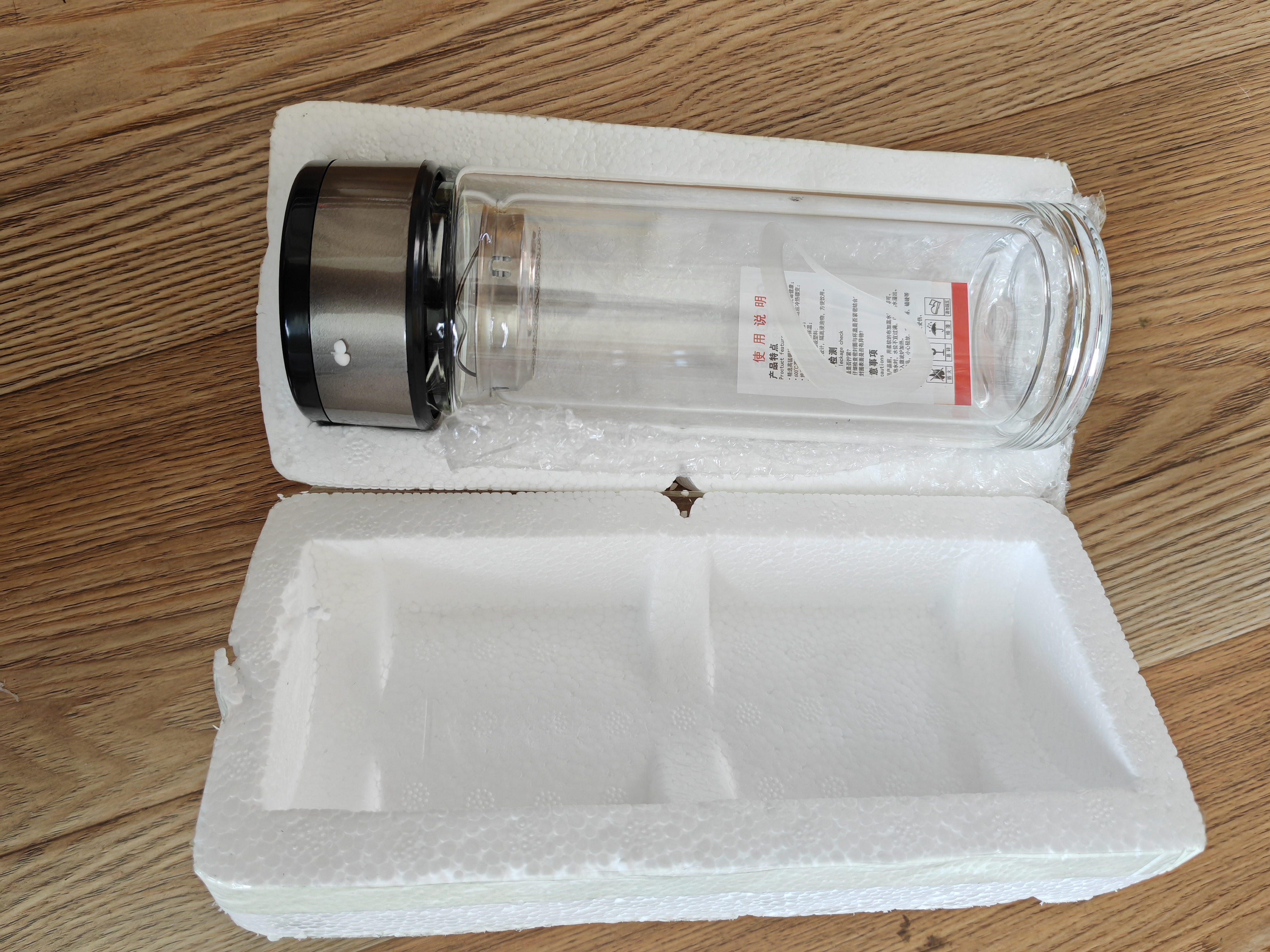 双层隔热玻璃杯耐高温水杯玻璃杯子双层高硼硅玻璃杯旅行装备 钢本色450ml 实拍图